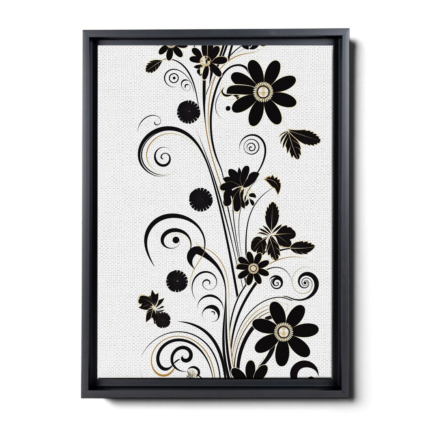 Scandinavian Folk Art, Black and Beige Abstract Botanical Wall Art for Scandinavian Home Decor