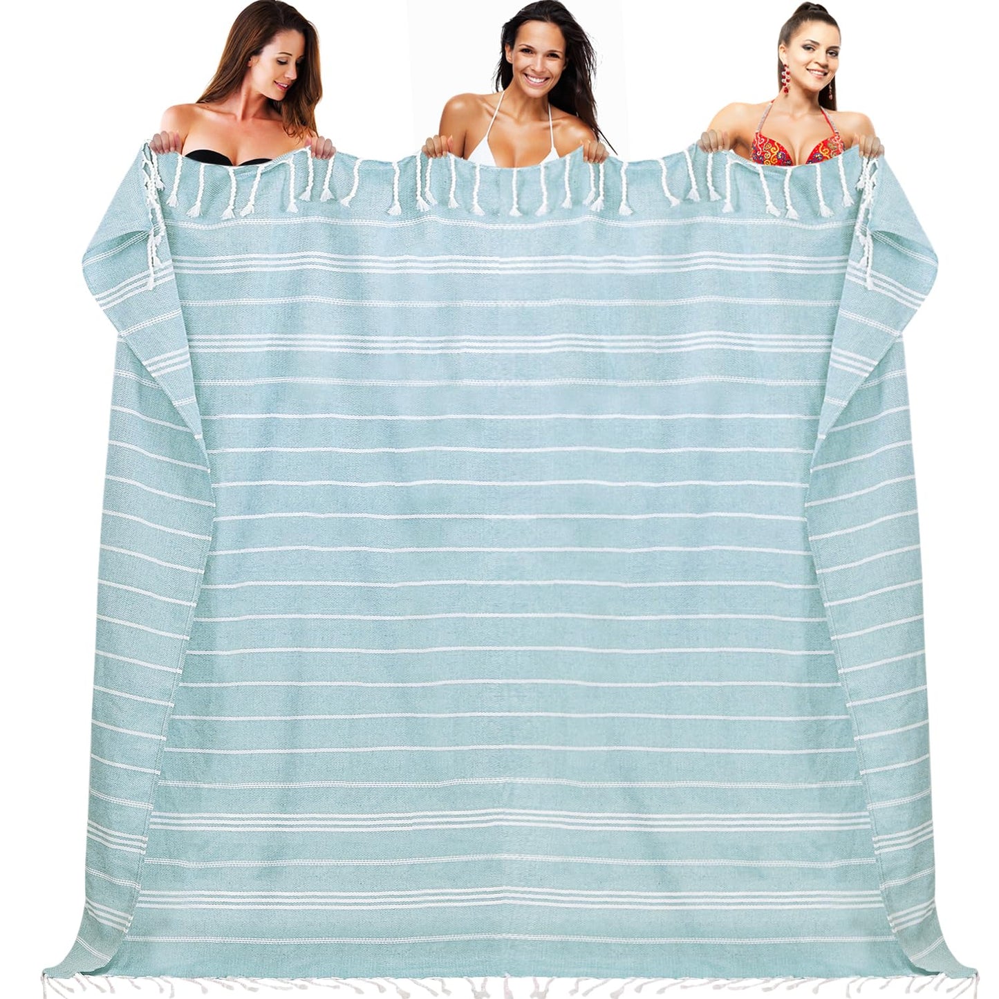 YSYJ Oversized Turkish Beach Towel Giant XXL Beach Towel Quick Dry Sand Free Extra Large Turkish Lightweight XL Beach Blanket for Travel Blue