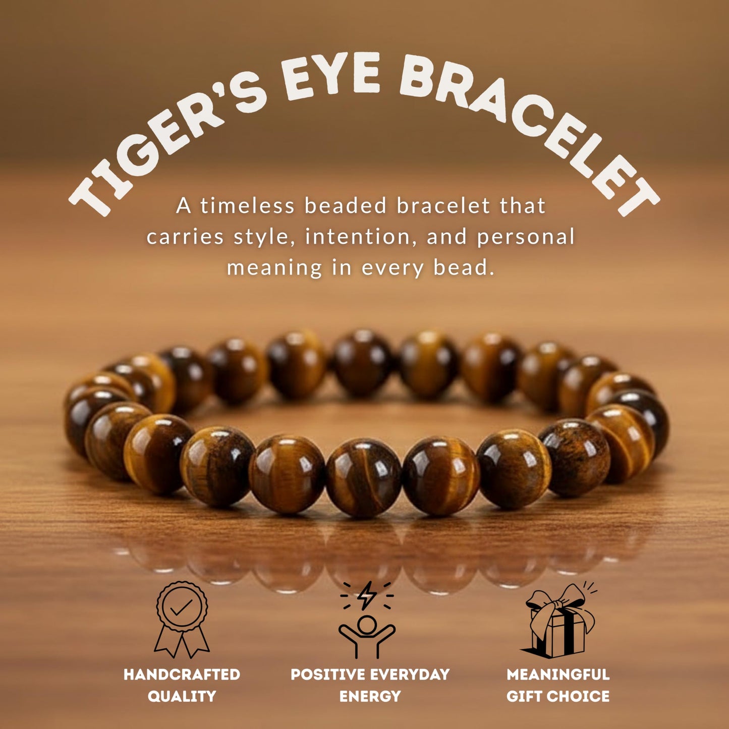 Cherry Tree Collection – Handmade Crystal Bracelets with Tiger’s Eye and 7 Other Gemstones for Men & Women – 8mm Beaded Bracelet for Healing, Protection & Positive Energy–(Small)