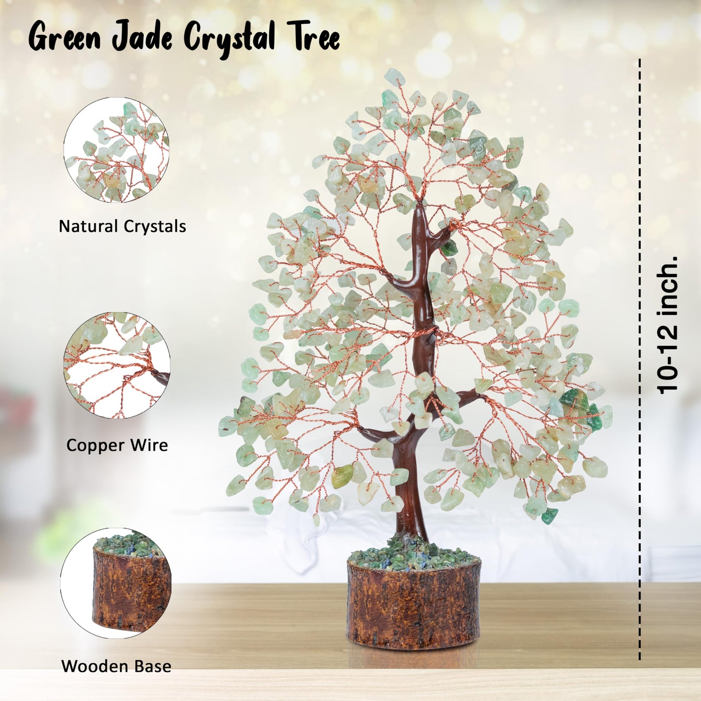 Crocon® Green Jade Crystals Tree of Life, Birthday Gifts for Women, Men & Friends, Crystals and Healing Stones, Home Decor, Money Tree, Women Gift Ideas, House Warming Gifts New Home for Mom & Sister