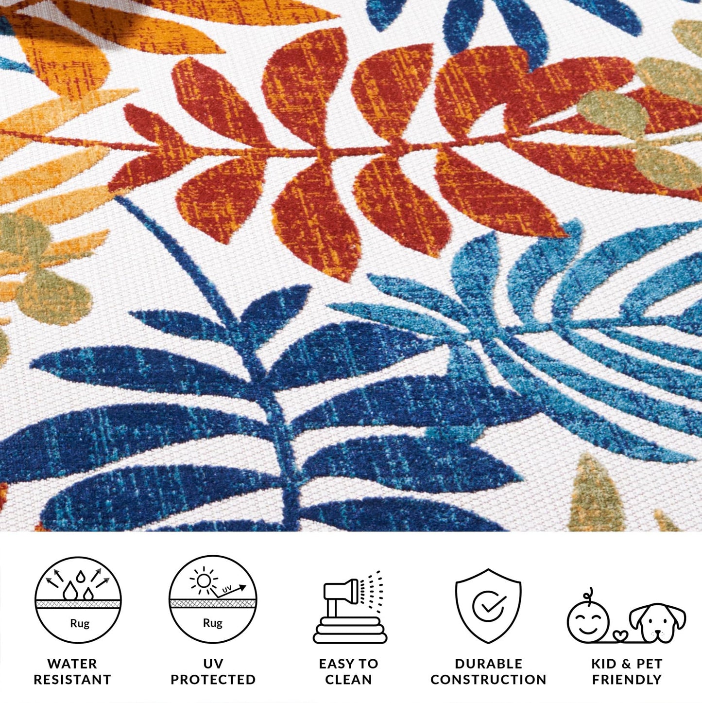 SAFAVIEH Washable Rug Outdoor Cabana Collection - 8' x 10', Cream & Red, Non-Shedding & Easy to Clean, Ideal for Patio, Backyard, Mudroom (CBN814A)