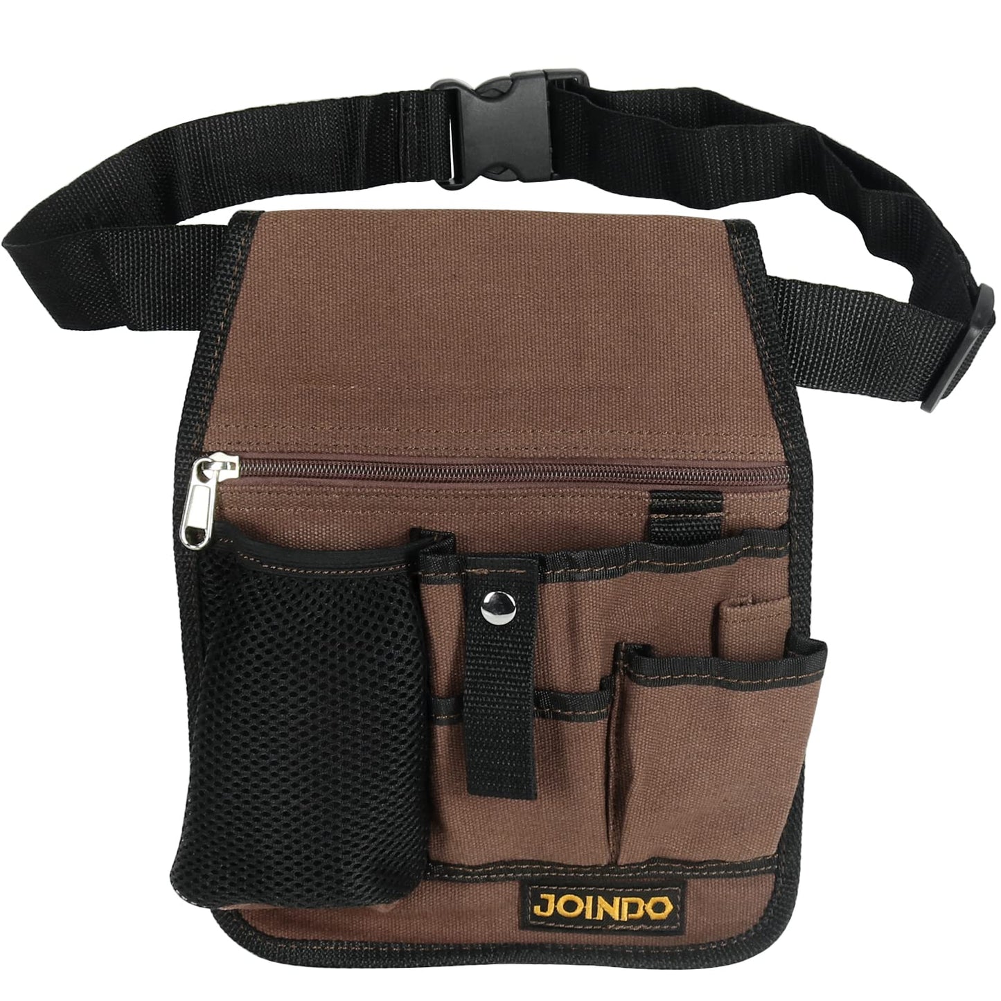 JOINDO Garden Tool Pouch, Garden Tool Belt, Lightweight Tool Pouch with Pockets and Zipper, Utility Belt Canvas Tool Bag with Adjustable Waist Belt, Waist Tool Bag Apron for Women Men