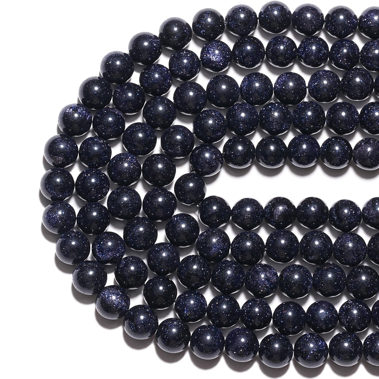 10mm Natural Blue Sandstone Gemstone Beads Polished Round Smooth Stone Beads for Bracelets Jewelry Making 15inch Loose Beads