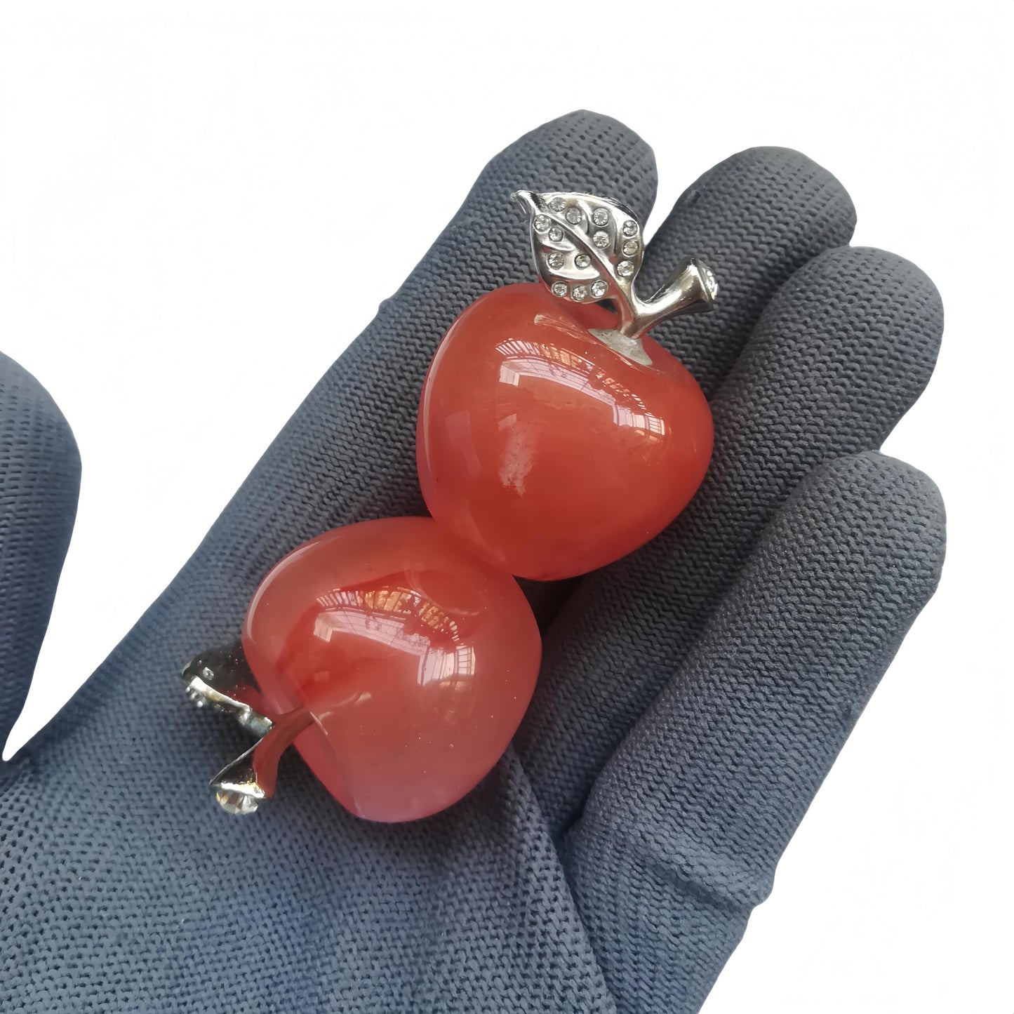 Sunshcat Synthetic Cherry Quartz 1.18 Inchs Apple Crystal and Healing Stone Statues,Room Decoration Christmas Decorations Thanksgiving Gifts Office Gifts Collectibles