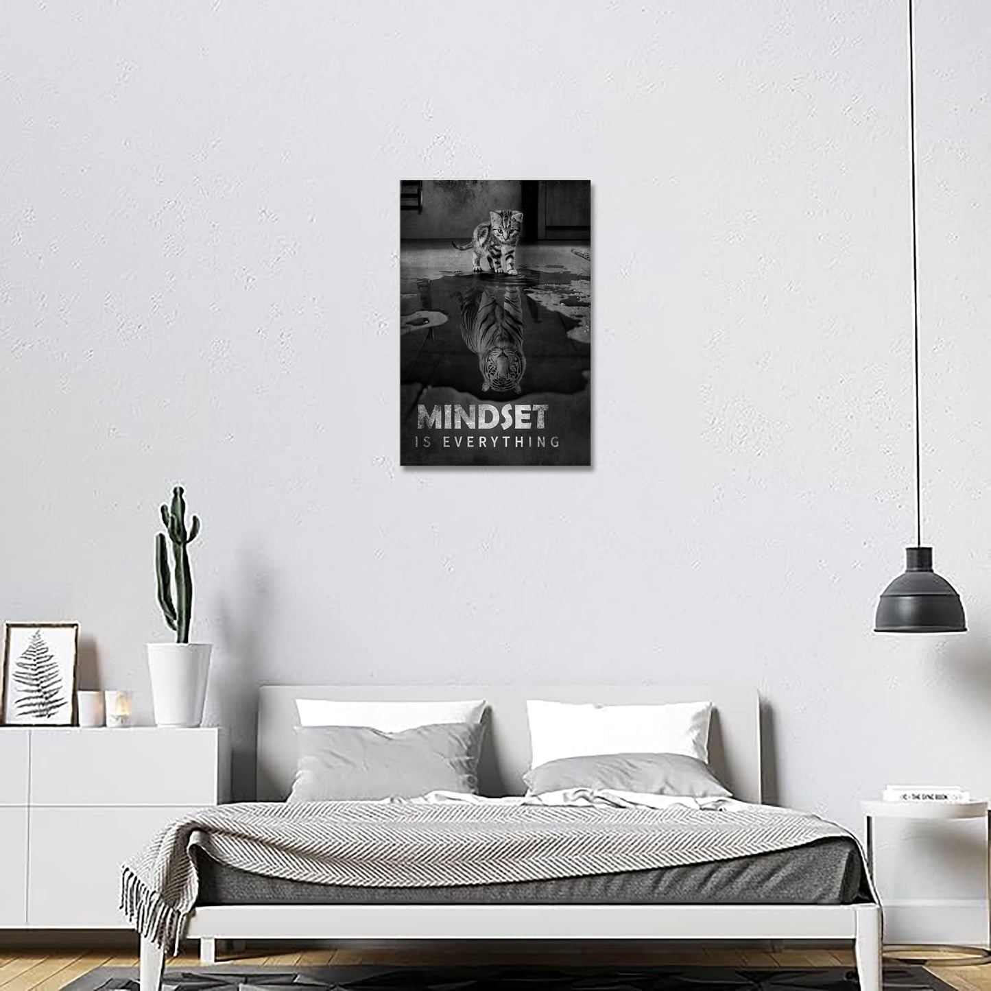 Inspirational Canvas Prints Cat Tiger Wall Art Mindset Pictures Motivational Quotes Animal Poster for Office Decor Framed Ready to Hang 20x30inches
