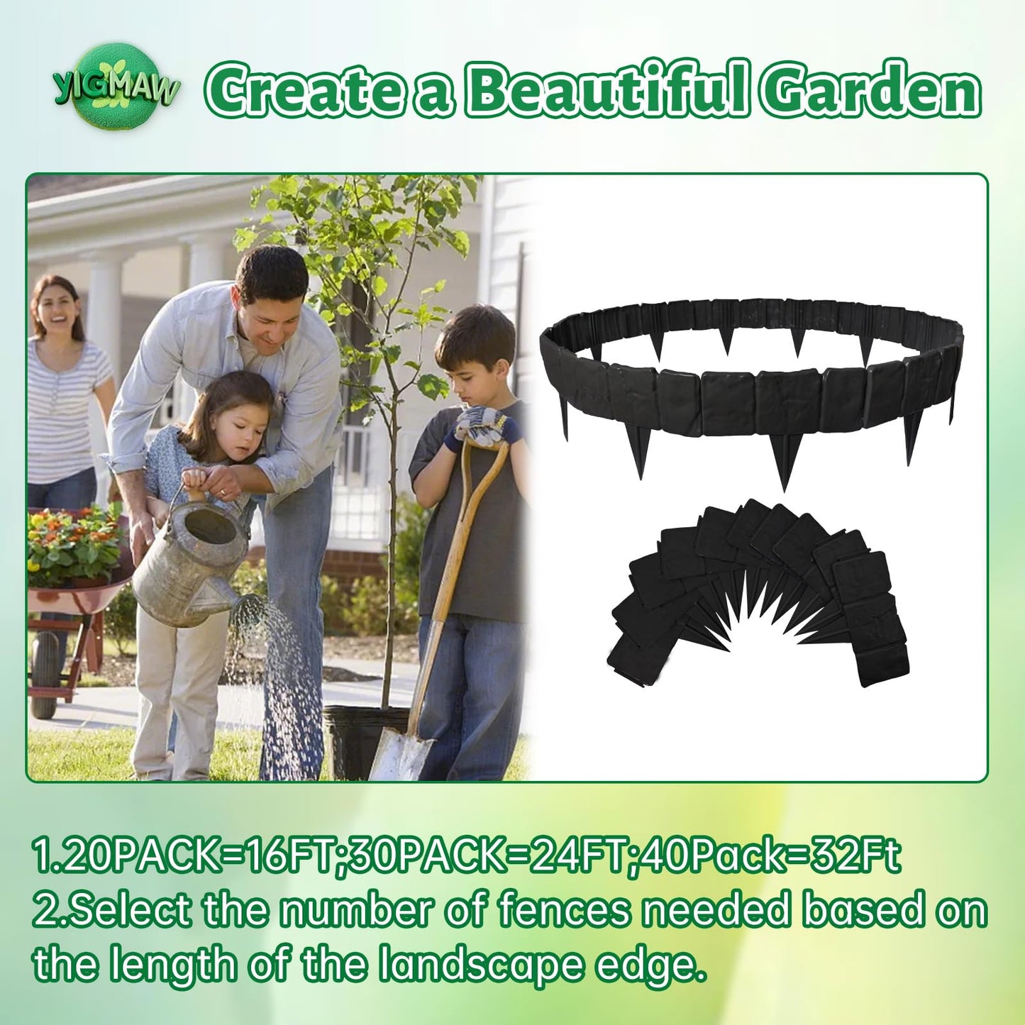 YIGMAW 2026 New Edging for Landscaping - Garden Edging Border-4 in Tall-Plastic Stone Effect for DIY Landscape,Lawn&Flower Bed (Black, 30 Pcs)