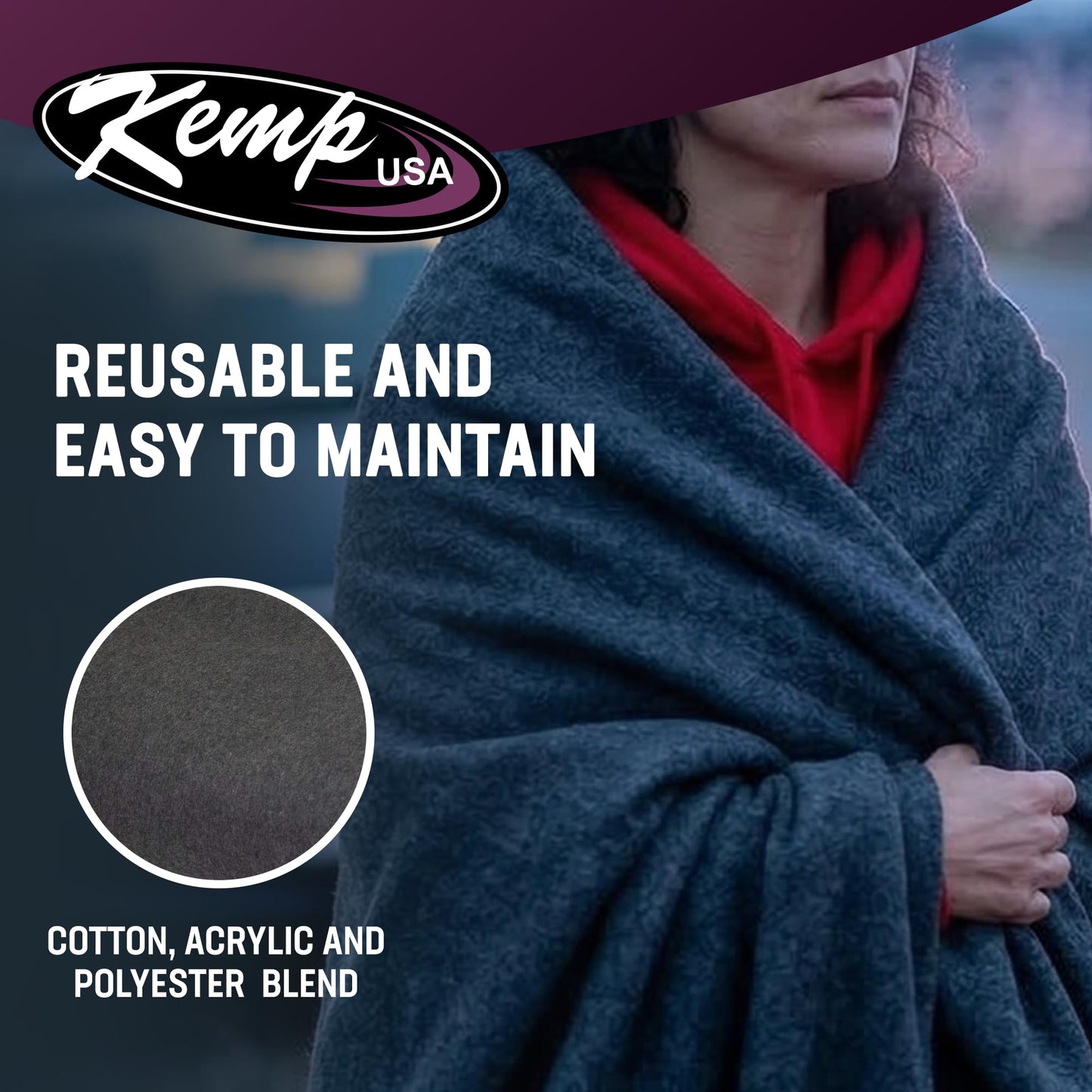 Kemp USA Emergency Relief Blanket Gray 60 x 84 Inch Multipurpose Disaster Preparedness Blanket Cotton Acrylic Polyester Blend Survival Emergency Supply Gear