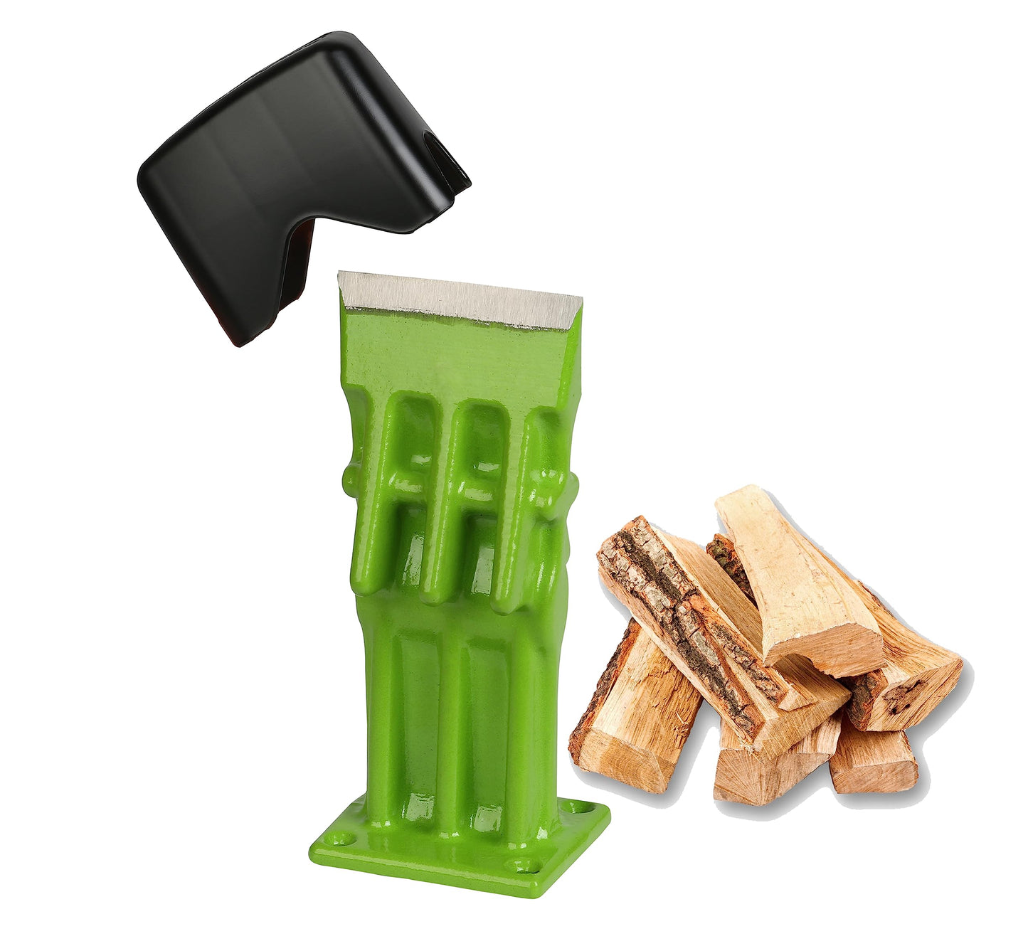 SPEED FORCE Firewood Kindling Log Wood Splitter – No Axe! Wedge Point Splits Firewood, 3 Inch Green with Safety Cover