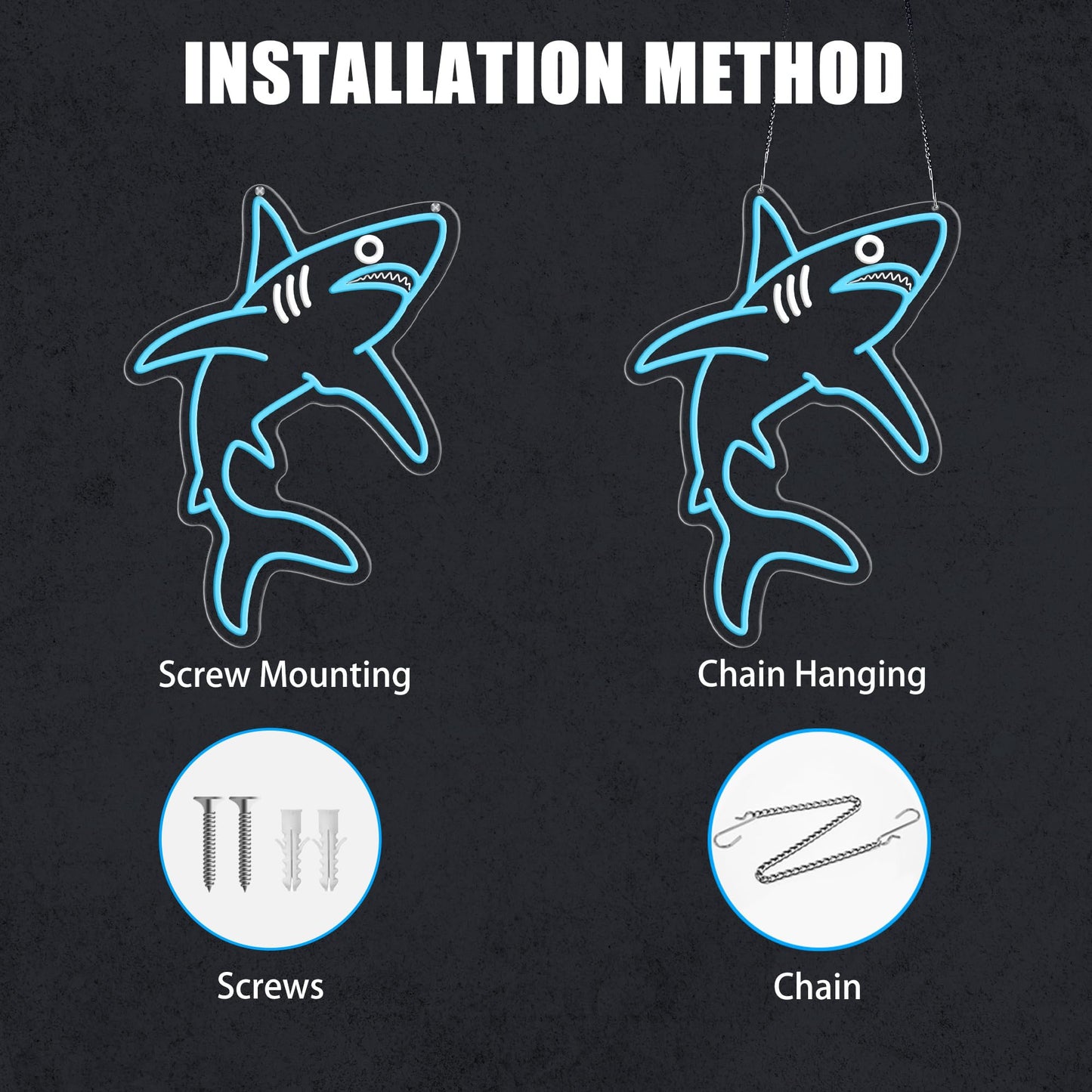 ACOPAEY Shark Neon Sign, Dimmable Ocean LED Neon Lights for Wall Decor, Animal Room Decor for Bedroom, Boys Room, Gaming Room, Man Cave, Gifts for Shark Lovers Gamers, USB Powered, 12.0 x 16.6 Inches