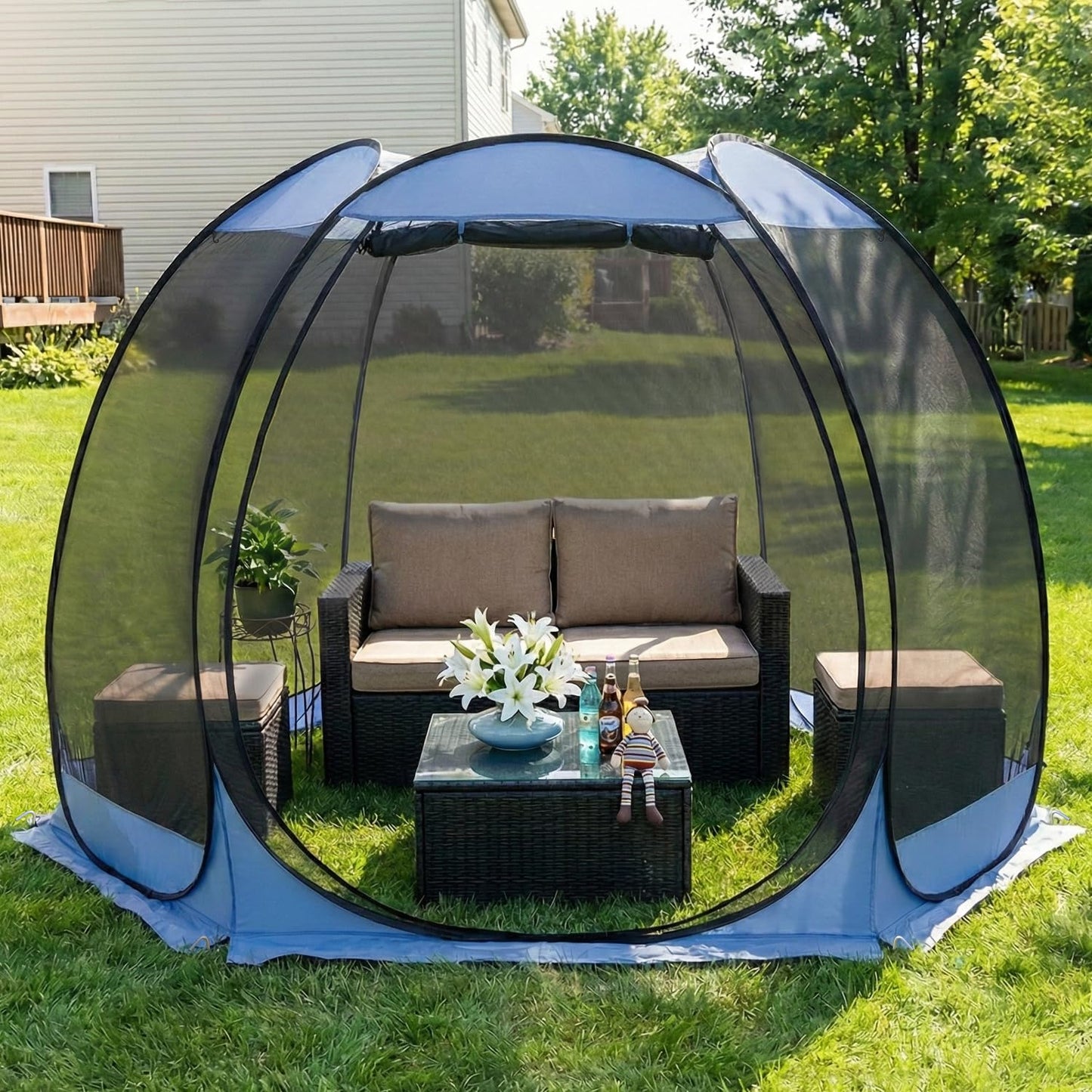 Alvantor 10'x10' Pop Up Screen House Tent, Instant Outdoor Gazebo with Mosquito Netting & UPF 50+ Sun Protection, Portable Canopy Shelter for Patio, Backyard, Camping (4-6 Person),Charcoal Gray