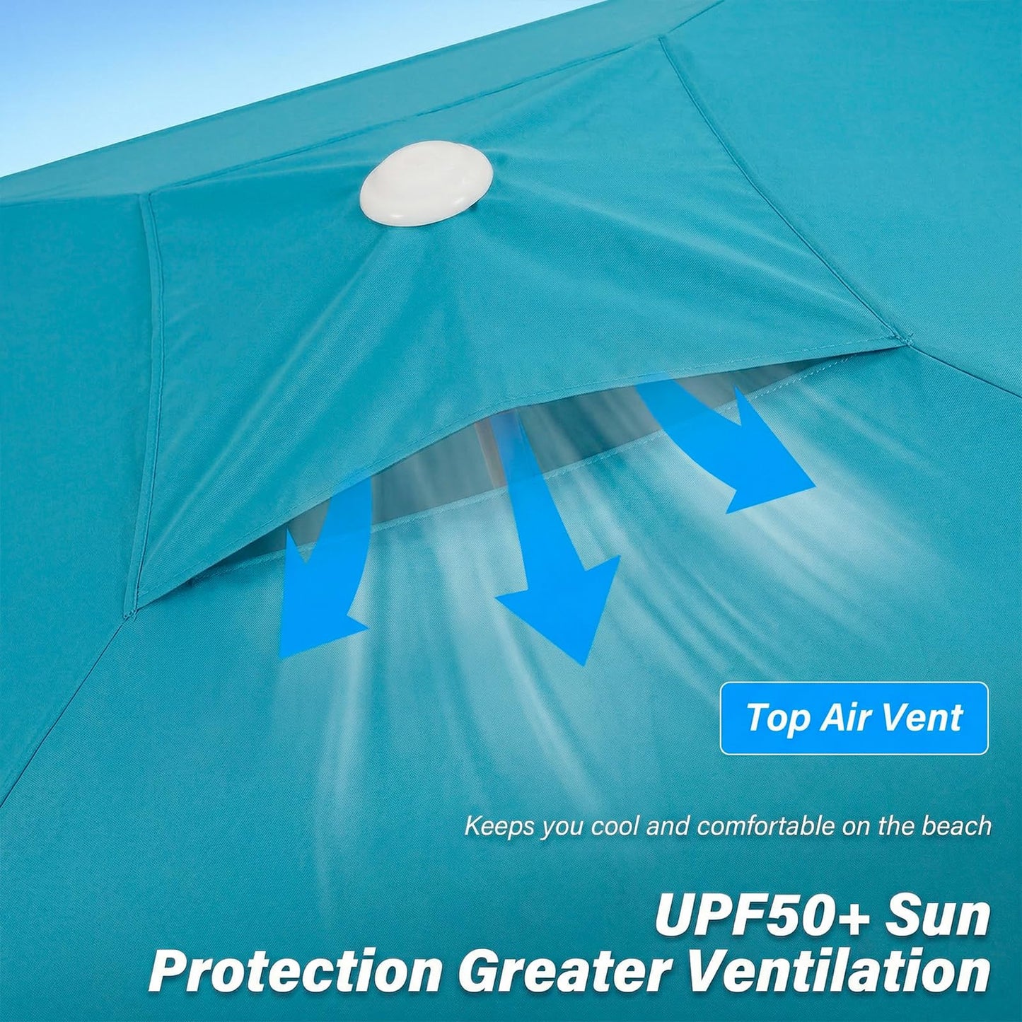 Beach Cabana, 6.6'×6.6' Portable Beach Canopy with Side Wall, Easy Up UPF 50+ Beach Tent Sun Shelter with Sand Pockets, Waterproof Cabana Umbrella Tent for Family, Backyards, Camping, Blue