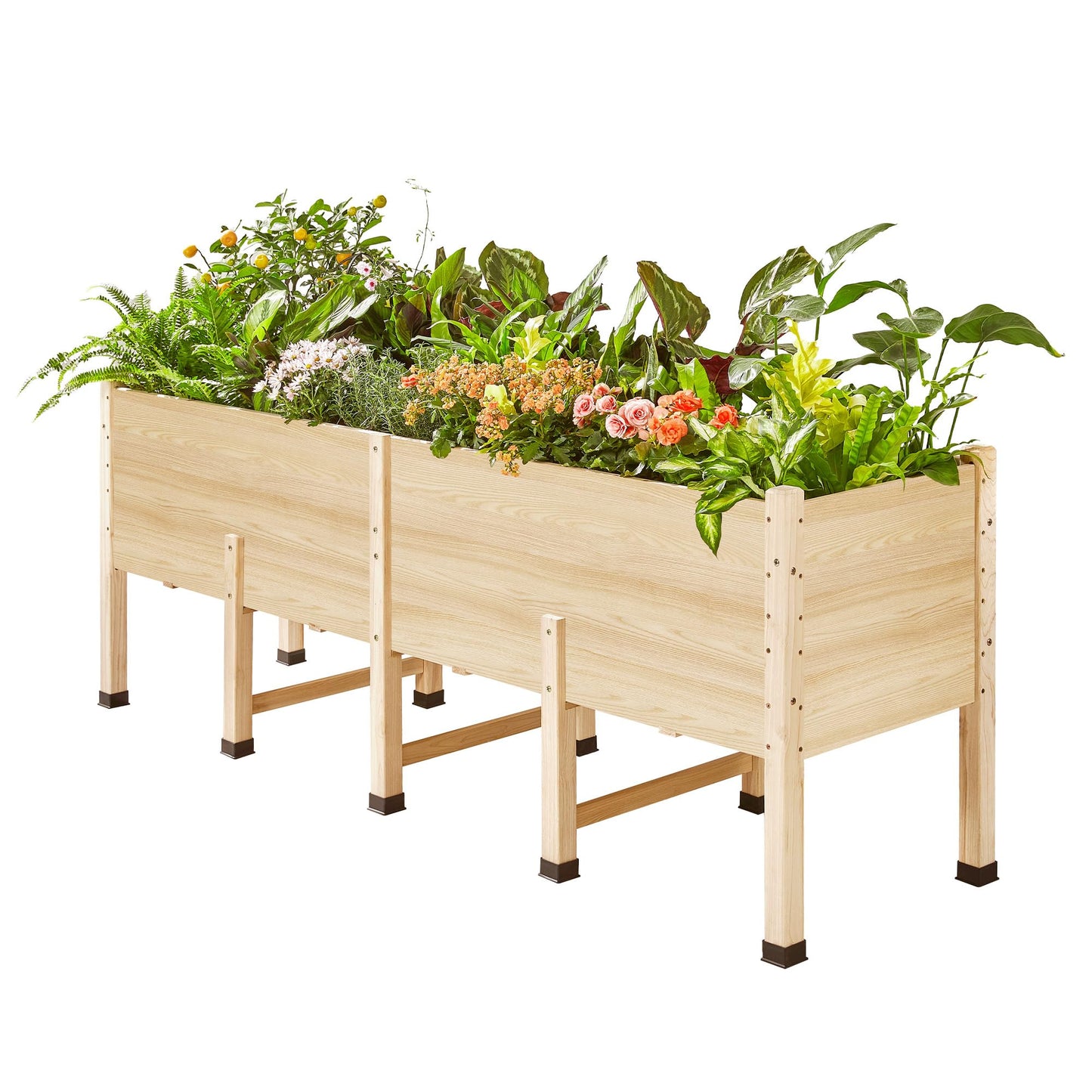 AMERLIFE 7x2 Ft Raised Garden Bed with Legs and Drainage Holes, 16 Inch Deep Elevated Wood Planter Box for Vegetables, Flowers, Herbs, Balcony, Patio, Backyard