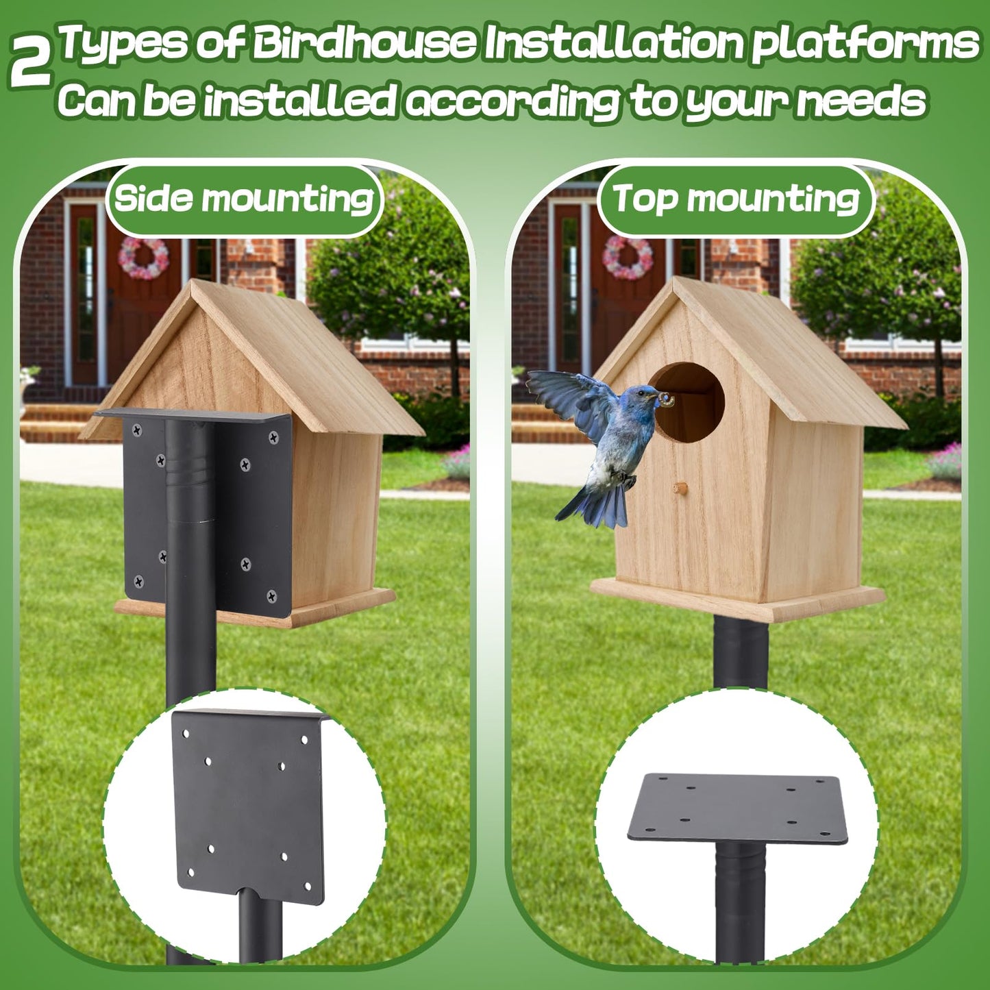 Bird Feeder Pole for Outdoors - 82in Tall Adjustable Heavy Duty Bird House Feeding Station with 5-Prong Anchor for Outside Garden Wild Bluebirds Watching