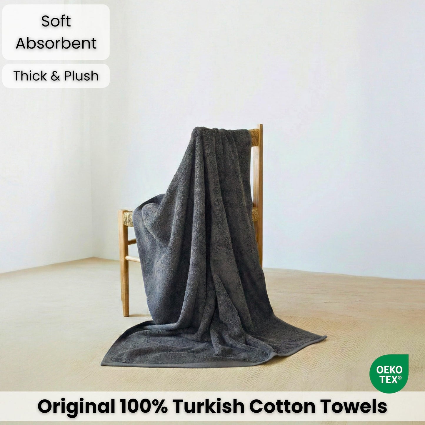 SALBAKOS Luxury 100% Turkish Cotton Bath Sheets 40x80 in Oversized Extra Large Bath Towels | Premium Hotel Quality Thick Soft Absorbent Turkish Towel for Spa Beach (Pack of 1, Gray, Jumbo Bath Sheet)