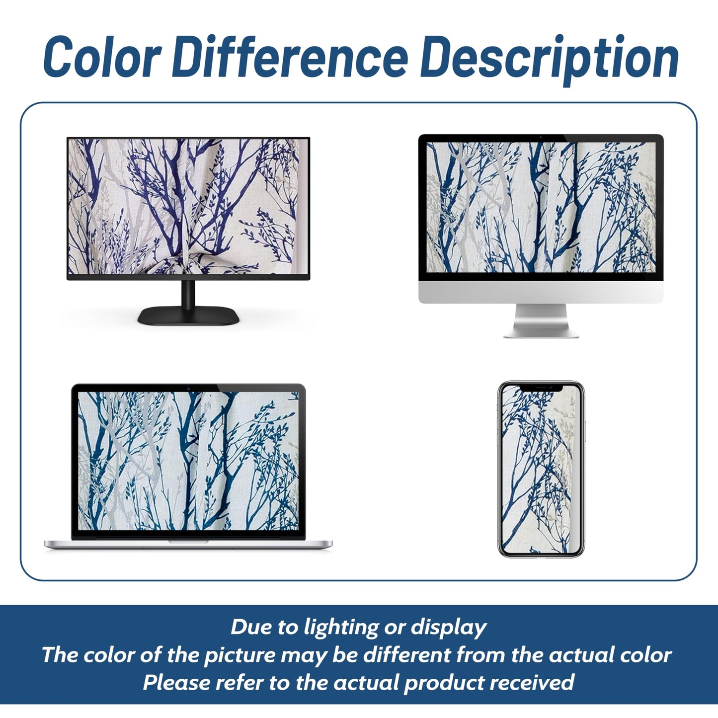 DriftAway Tree Branch Linen Lined Valance Double Layer Thermal Insulated Room Darkening Blackout Valances 3 Inch Rod Pocket Short Window Valance for Living Room Bathroom 52 Inch by 14 Inch Blue