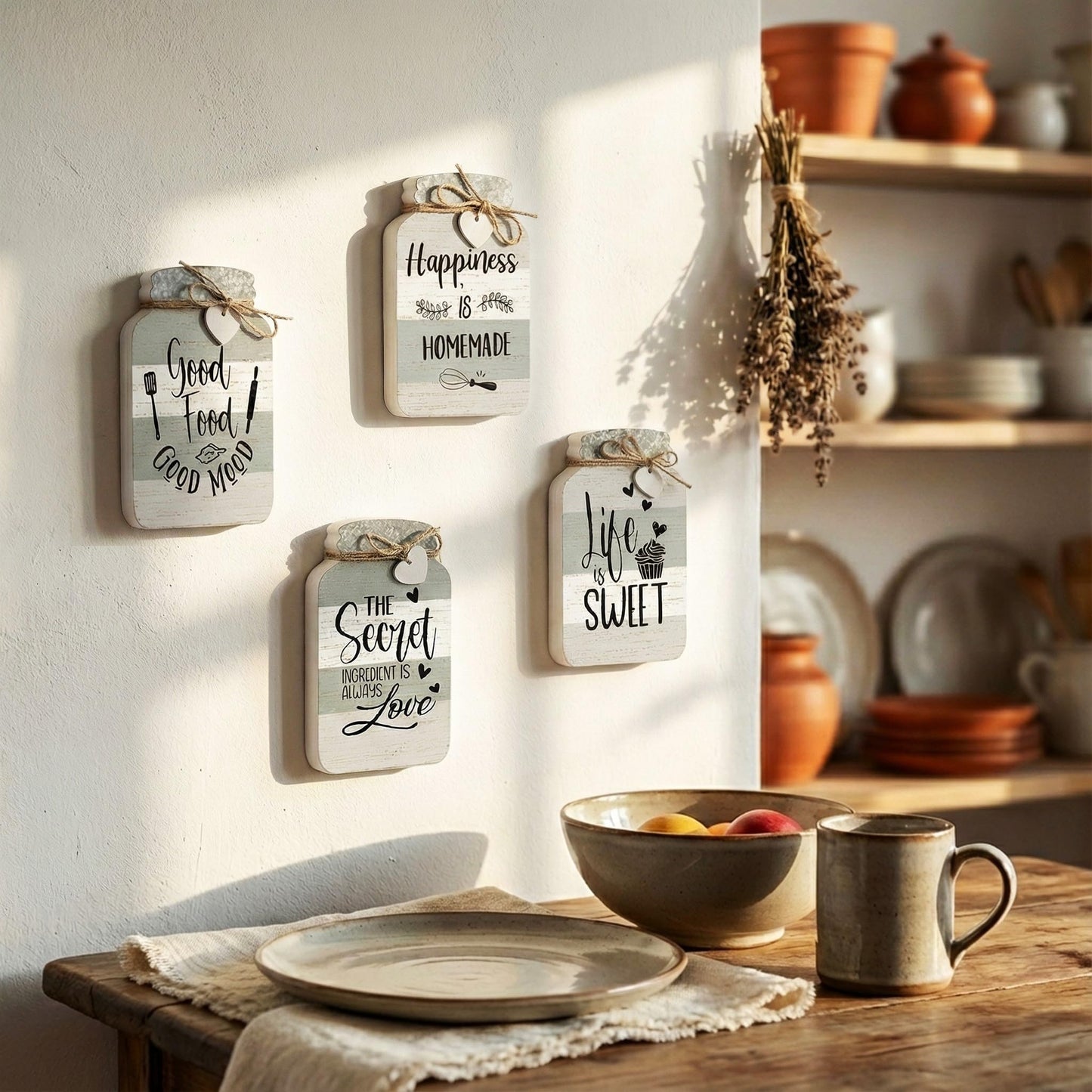 Old Shack Collection – Kitchen Wall Decor Set of 4 – Durable Kitchen Wall Art – Refined Kitchen Decor to Elevate Your Home, Crafted for Lasting Style, Each sign: 8×5 in