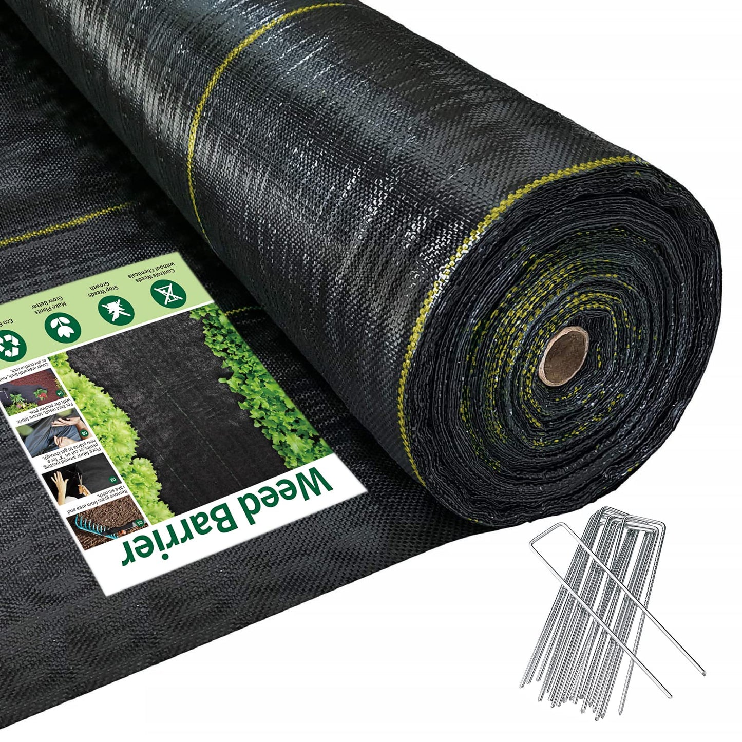 Sunocity 6ft x300ft Black Weed Barrier 3.5oz Landscape Premium Fabric-Heavy Duty Woven Ground Cloth with Superior Permeability Weed Control Convenient Design