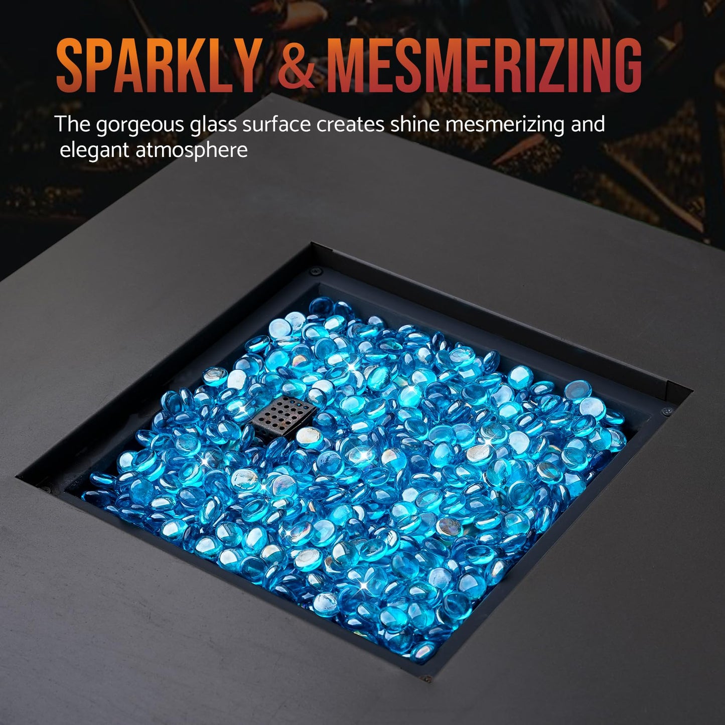 Skyflame 10-Pound Fire Glass Beads for Fire Pit Fireplace, 1/2-Inch Size Caribbean Blue Luster Decorative Blended Fireglass Drops for Landscaping