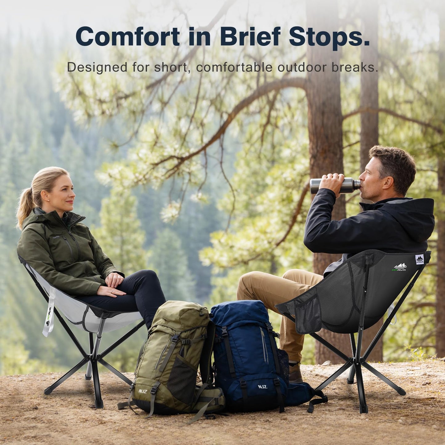 MTRVR Lightweight Folding Camping Chair — Compact One-Piece Design, Quick Setup, Stable Aluminum Frame, Portable Chair for Travel, Hiking & Short Outdoor Breaks