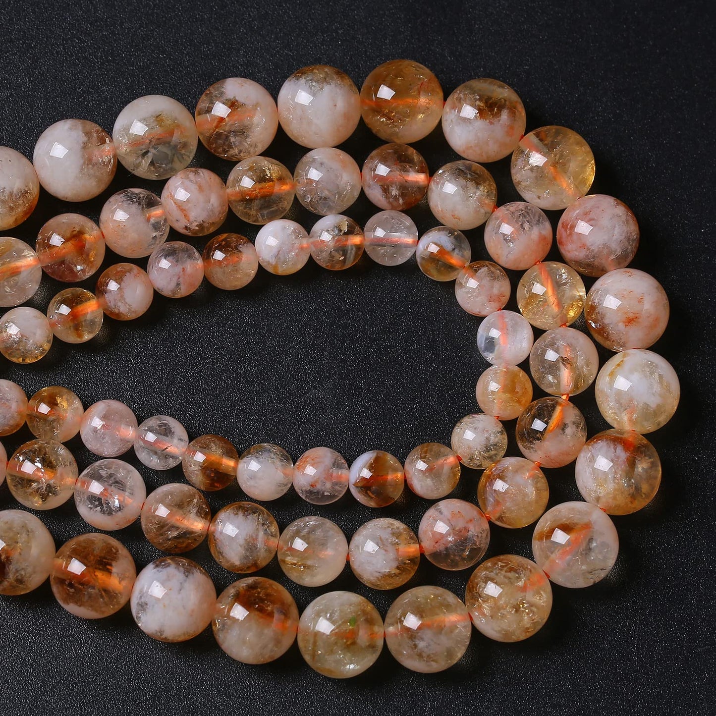 4MM 86PCS Natural Stone Citrine A Grade Quartz Crystal Loose Beads for Jewelry Making DIY Bracelet Necklace 1 Strand 15’’
