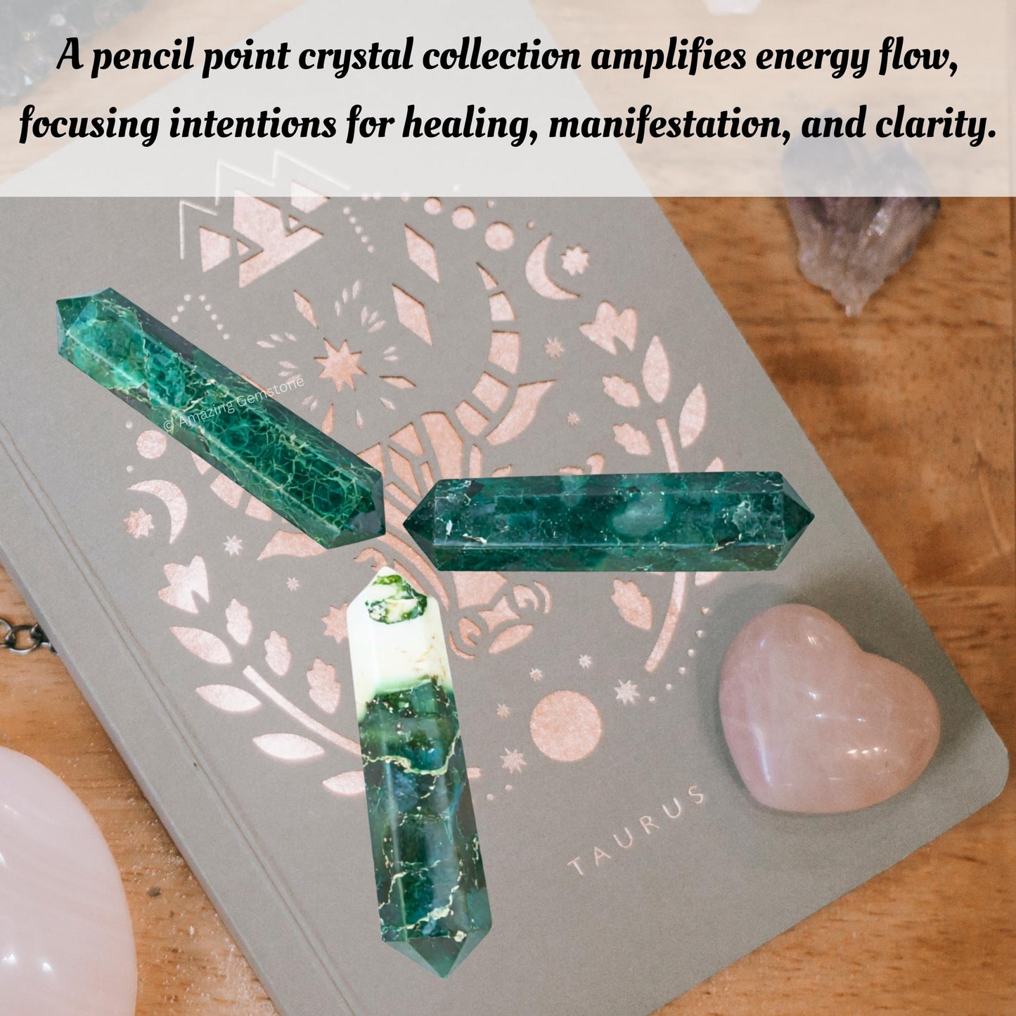 Amazing Gemstone Moss Agate Crystal Points Bulk Healing Crystals&Stones - Pack of 3 Double Terminated Healing W& Point Bulk Crystals for Crafts, Crystal Grid, DIY Work - Premium Crystals