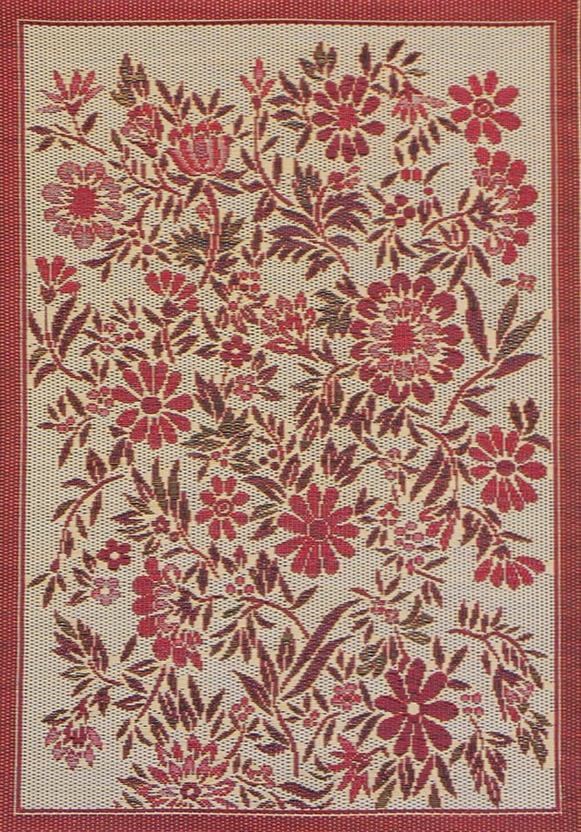 Mad Mats Outdoor Rug, Reversible Plastic Mat for Patio, Porch, Deck, Kitchen & Bath, Wild Flower, 6' x 9', Cranberry