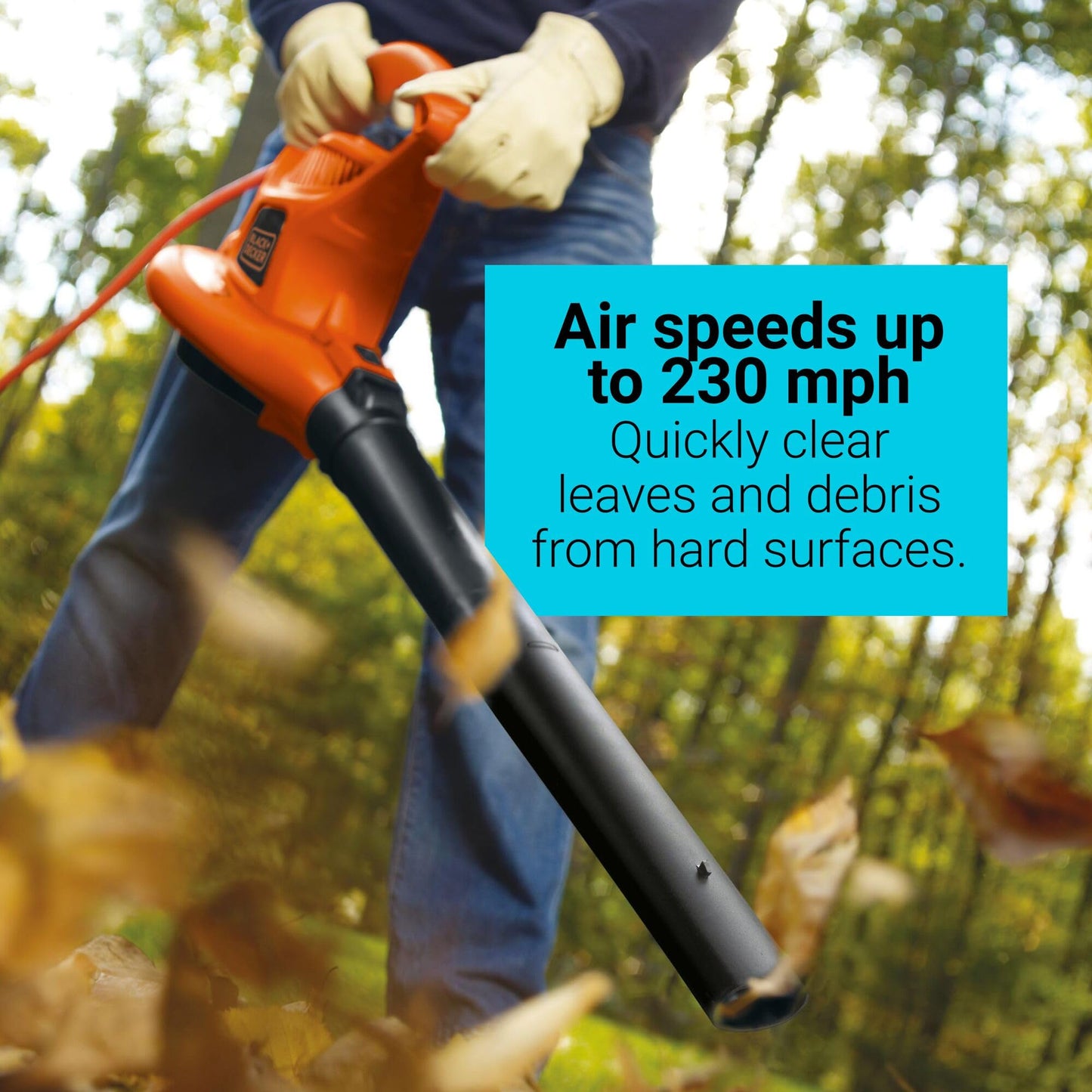 BLACK+DECKER Corded Leaf Blower Leaf Vacuum and Leaf Mulcher 3-in-1, Up to 230 MPH, 12 Amp Handheld Blower and Vacuum Combo (BV3600)