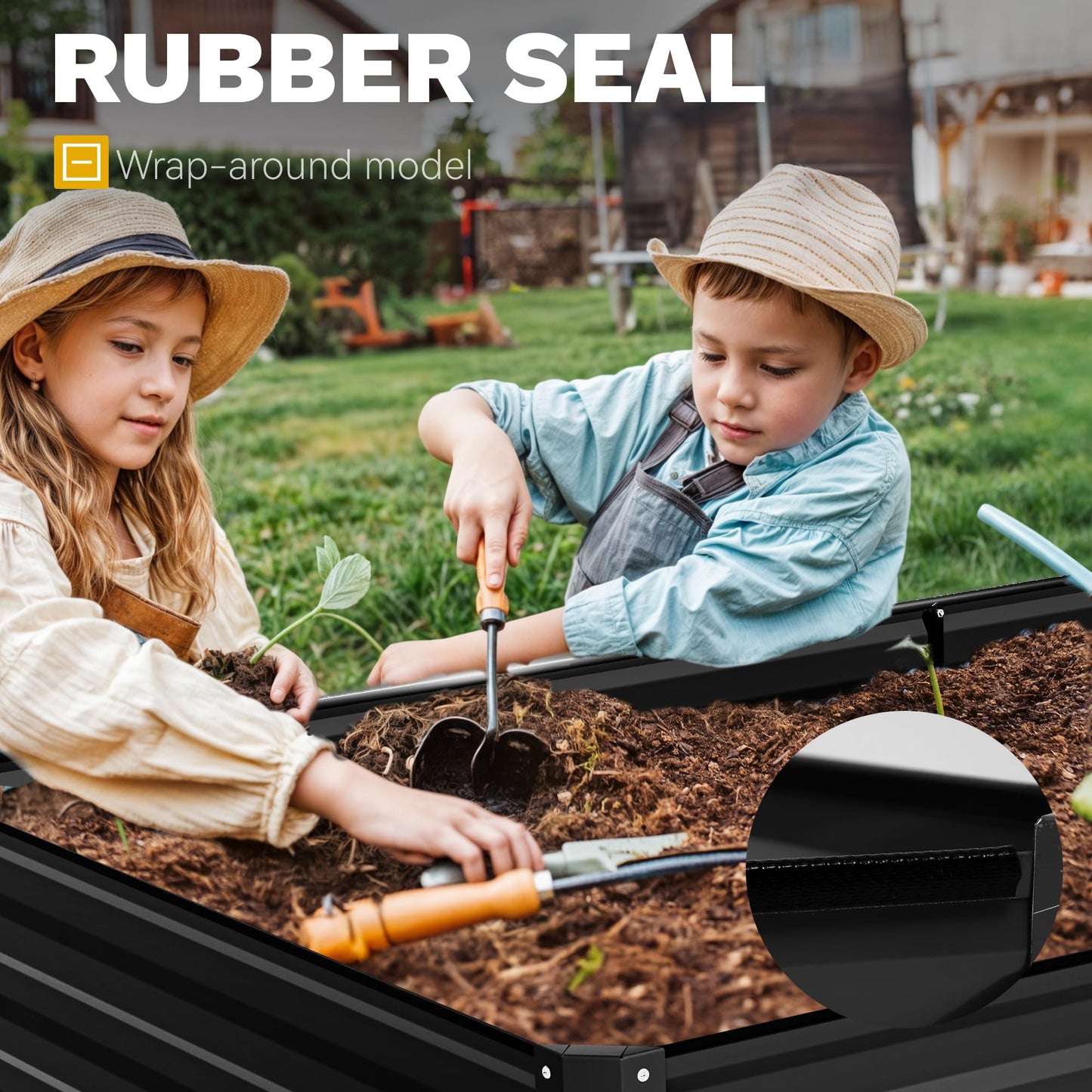 DWVO 12 x 4 x 1 FT Raised Garden Bed Kit, Outdoor Galvanized Flower Bed with Safety Rubber and Gloves, Large Metal Planter Box for Vegetables, Flowers, Herbs, Fruits, Black