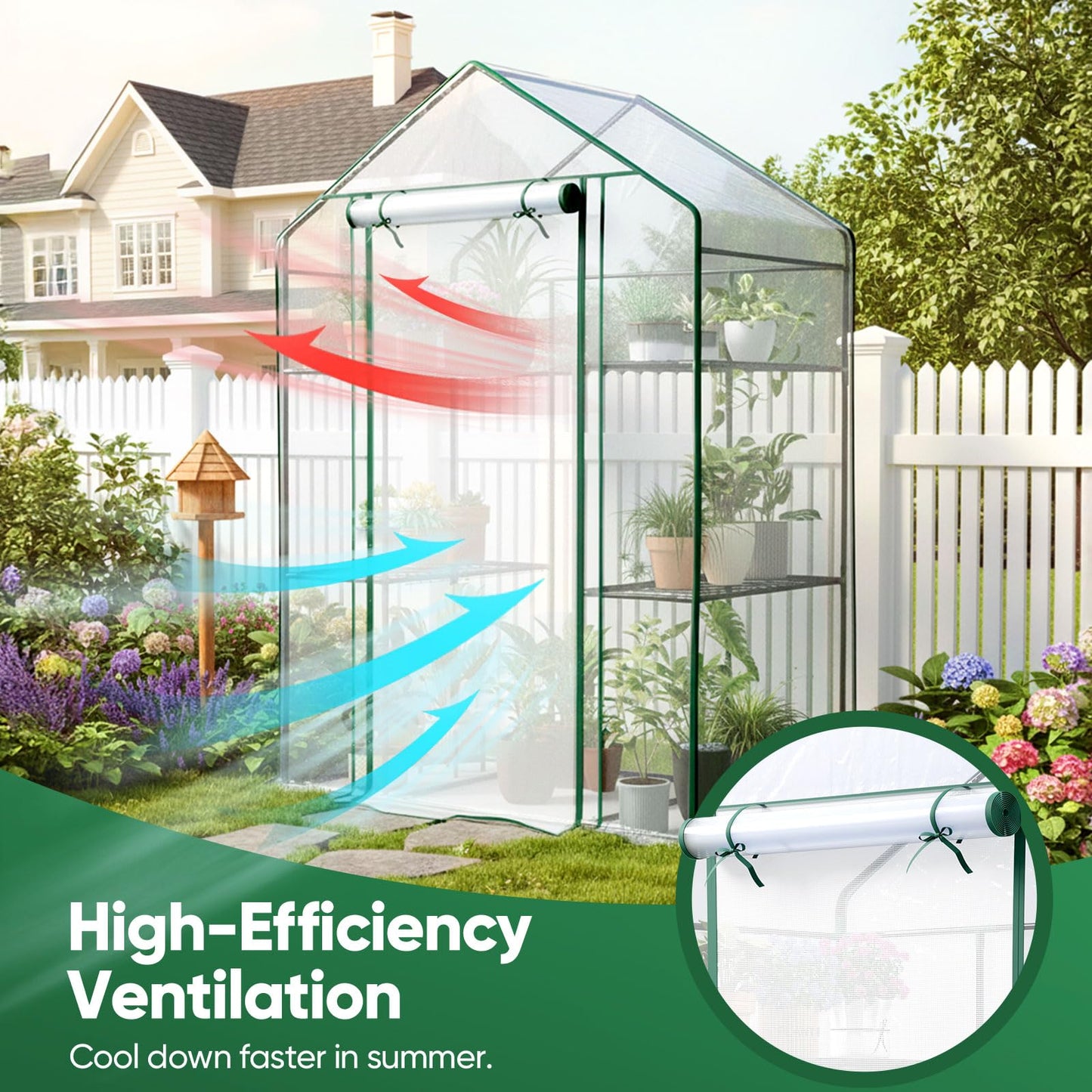Quictent Essential Walk-in Greenhouse for Outdoors, 56x29x77 inch Portable 3-Tier 4-Shelf Garden Hot House Kit with Plastic Cover for Winter Seed Starting Plant Protection Backyard Patio, Clear