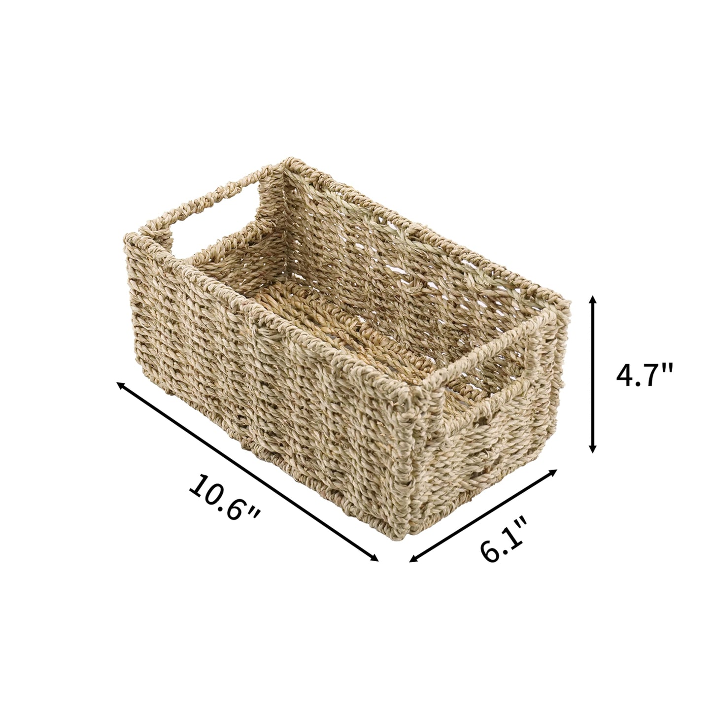YRMT Small Seagrass Storage Basket Toilet Paper Baskets with Built-in Handles Bathroom Organizer Narrow Baskets for Organizing Toilet Tank 2 Pack (Seagrass)