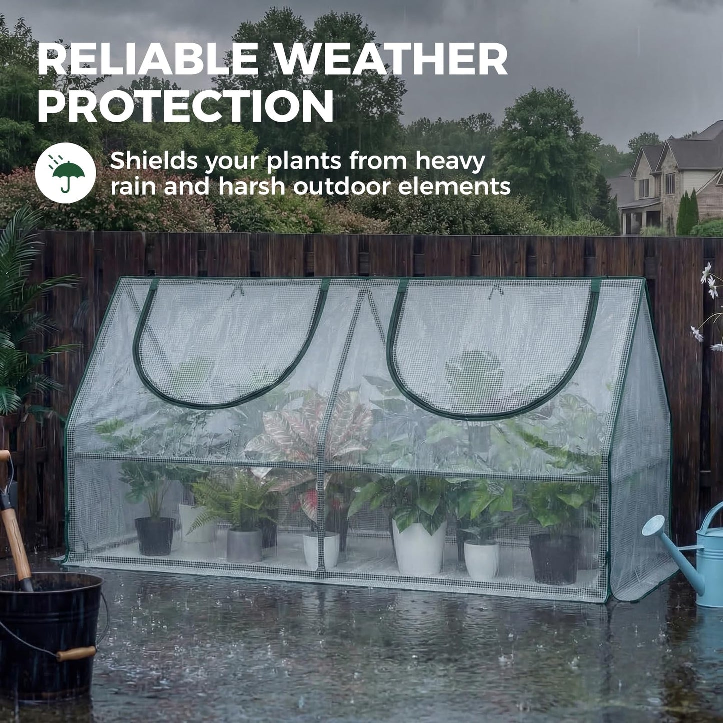 Gentingbro 71“Lx36 Wx34 H Mini Greenhouses Outdoors with Zippered Doors & Roll-up Windows Portable Quick-Setup Small Green House Waterproof UV Protected PE Cover Shelter for Garden Plants