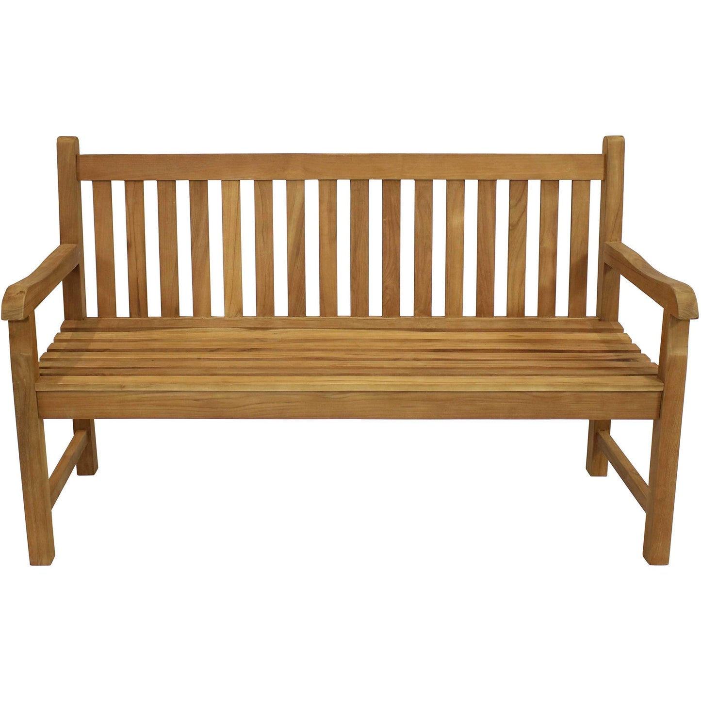 Sunnydaze 2-Person Outdoor Bench for Front Porch or Park - Wooden Teak Patio Garden Bench with Backrest - 675 lb Weight Capacity - 60"