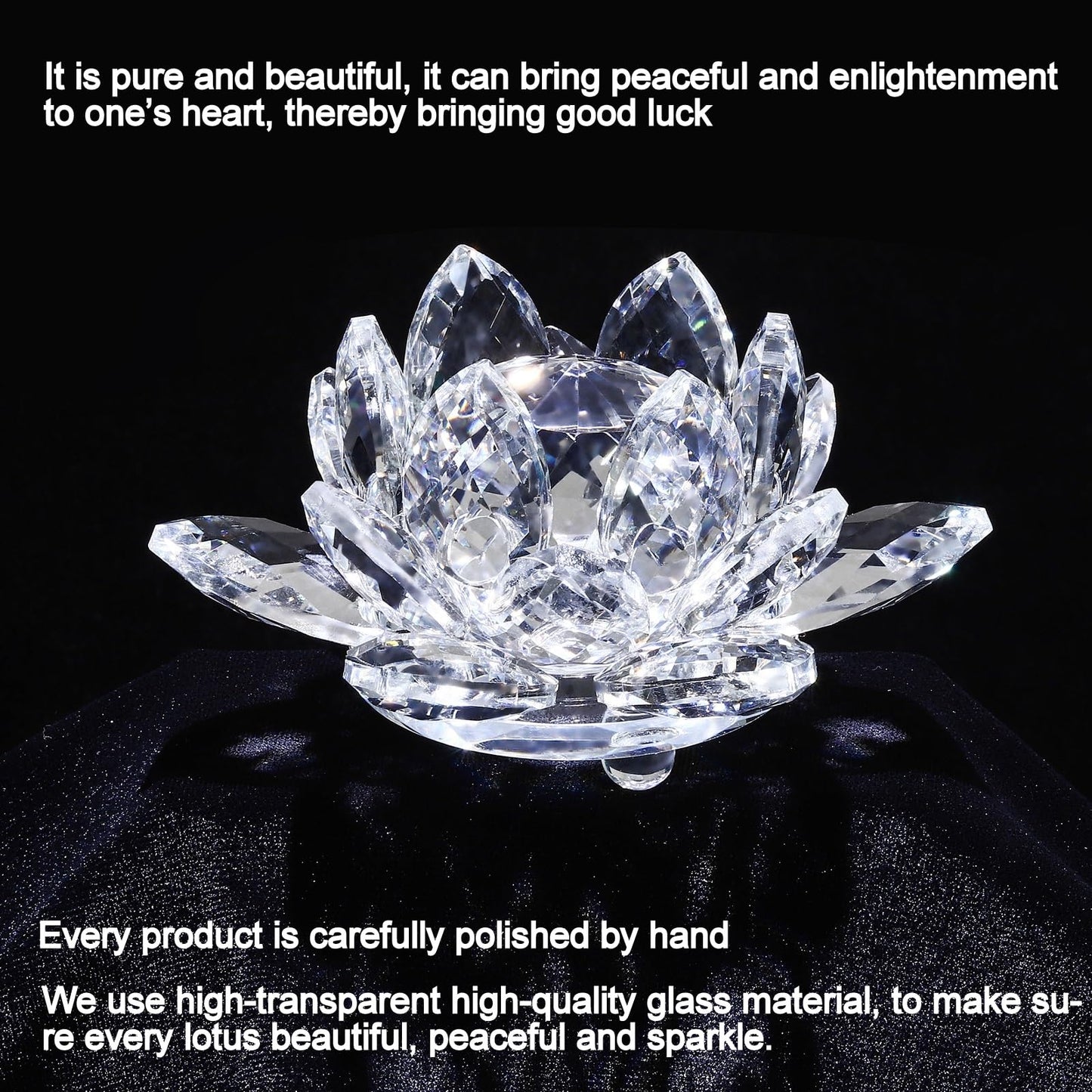 TENGFENG Sparkle Crystal Lotus Flower - 4'' Hue Reflection Clear Crystal Lotus for Feng Shui Home Decor Sun Catcher Ornaments or Paper Weight with Gift Box (100MM) Transparent RED