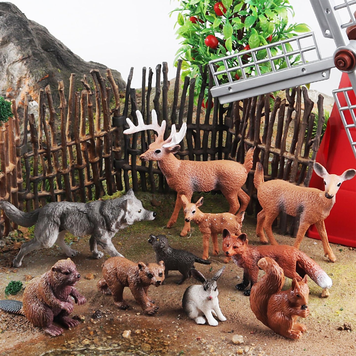 10pcs Forest Animal Toys Figures, Realistic Woodland Creatures Figurines, Plastic Animals Miniature Toys Cake Topper