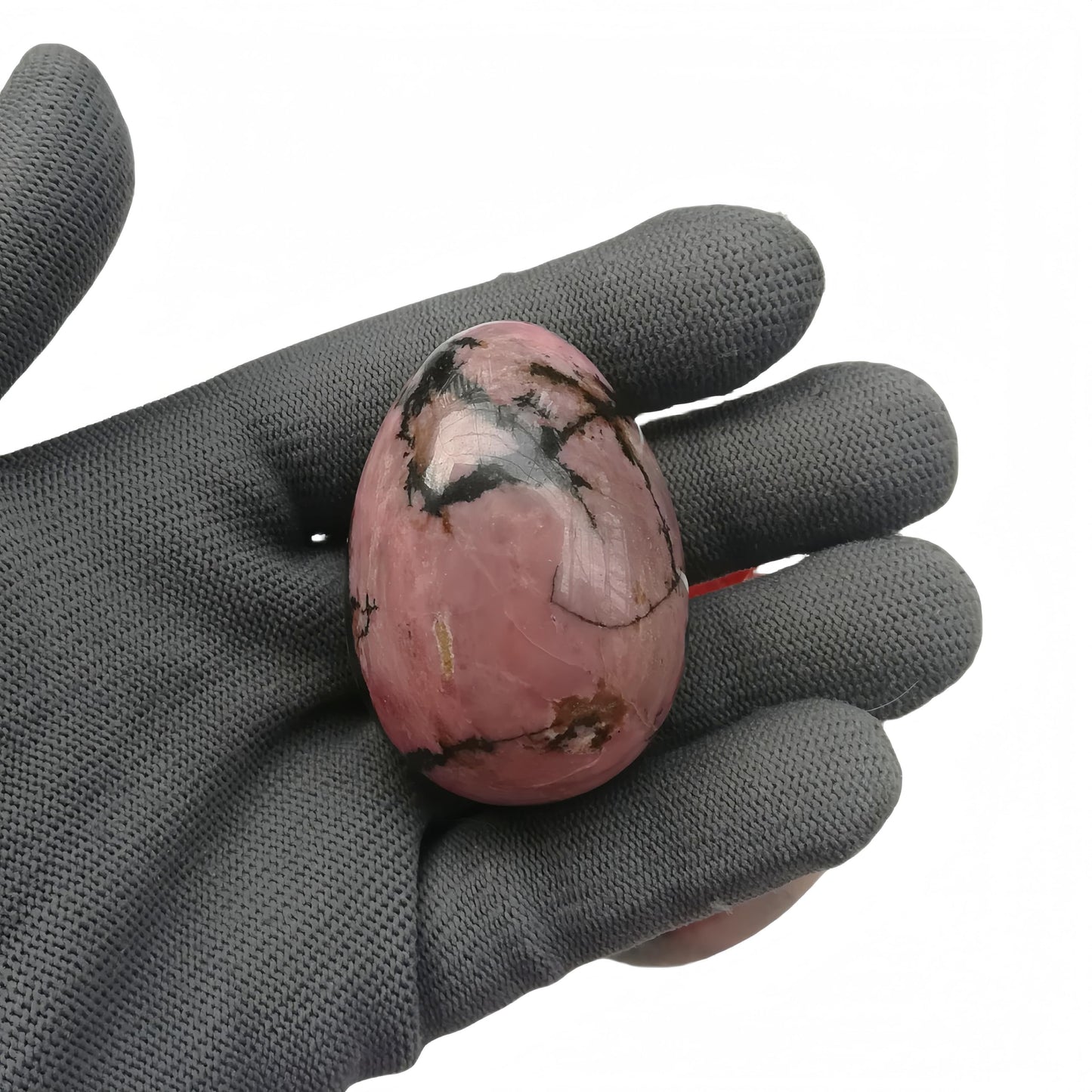 Sunshcat Natural Rhodonite Egg Shaped Meditation Chakra and Home Decor Balance Crystals and Healing Stones Statue Set,35 * 50mm Easter and Thanksgiving Gift,with Wooden Bracket