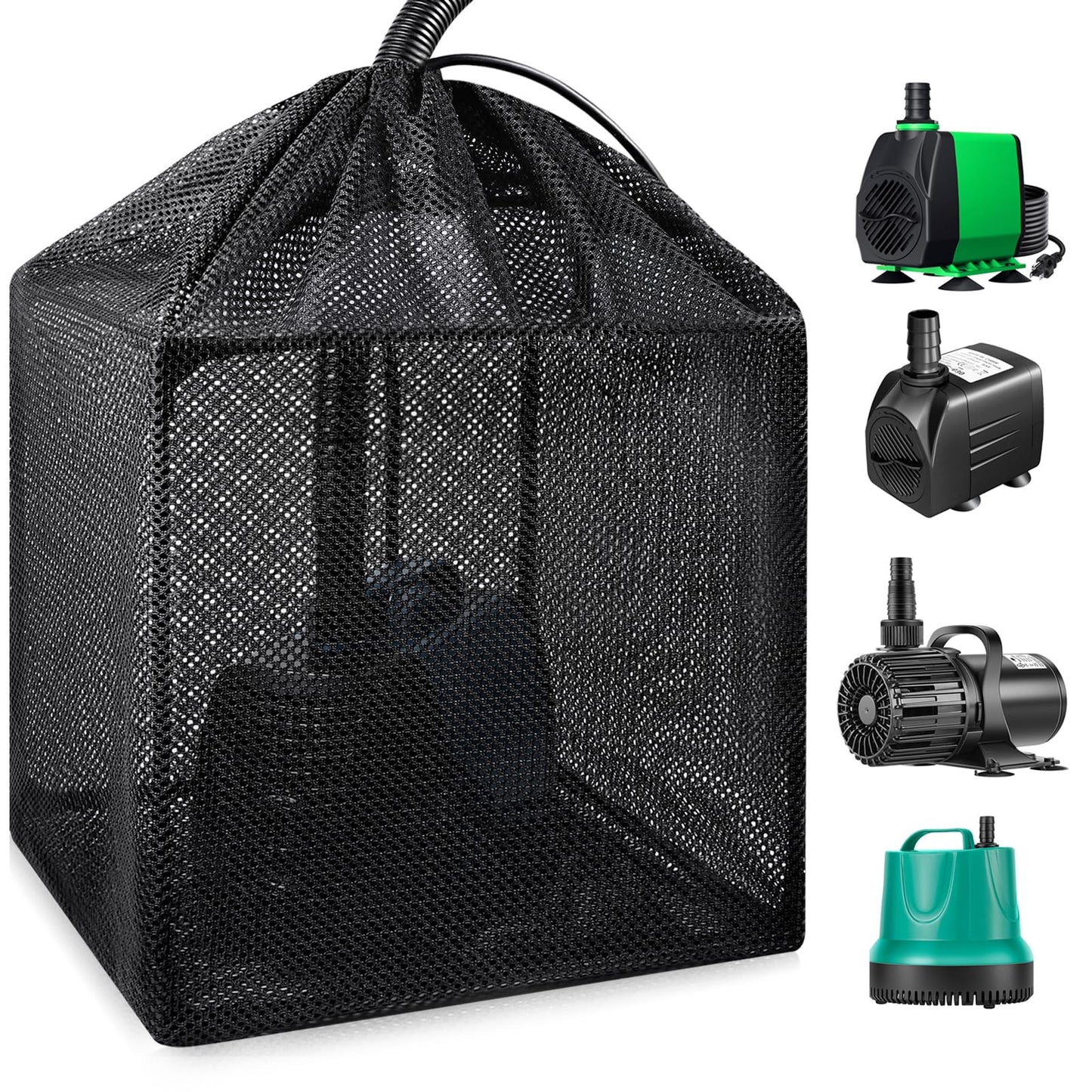 OUMEE Pump Filters Bag, Pond Barrier Bag Large Pump Mesh Bags for Outdoor Water Koi Fish Ponds (12.2 in)