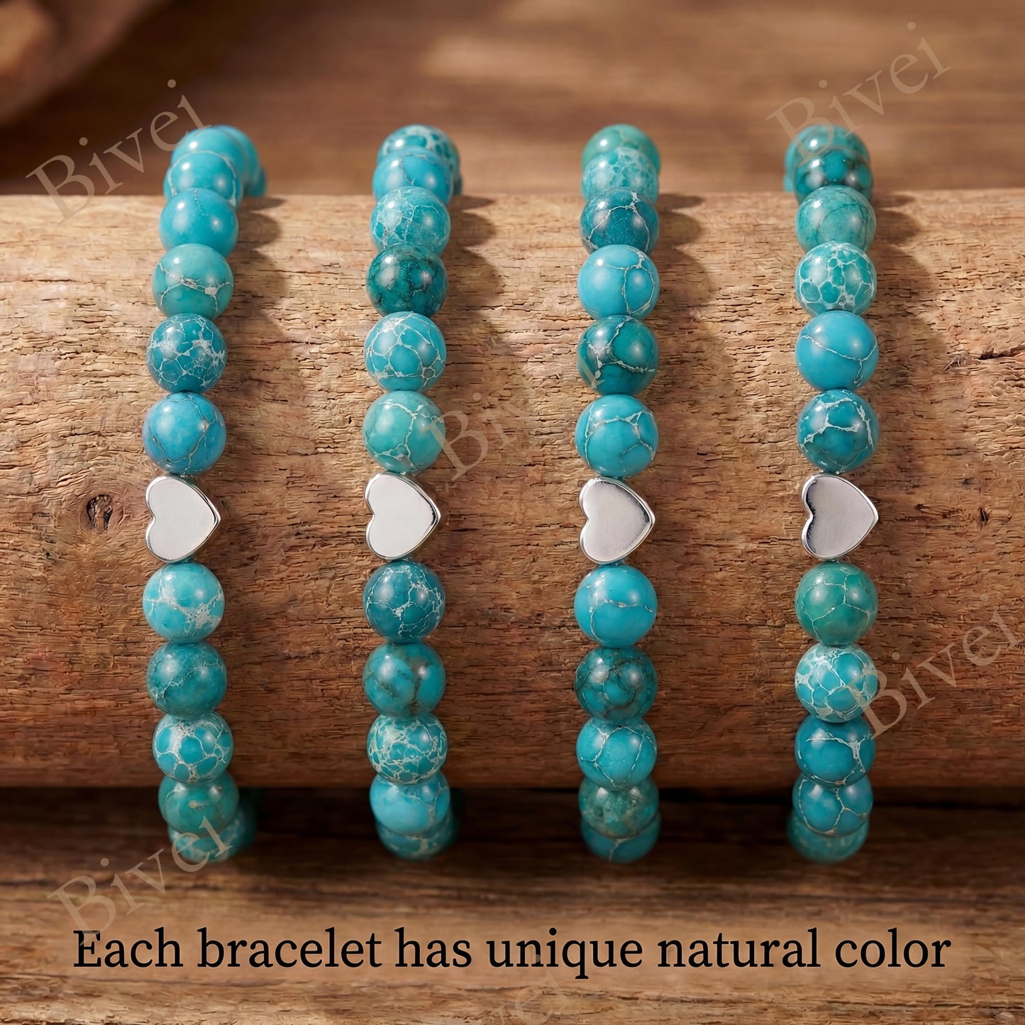 Bivei 6mm Sea Sediment Jasper Crystal Stretch Bracelets for Women, Handmade Natural Stone Beaded Bracelet, Yoga Protection Jewelry Gift