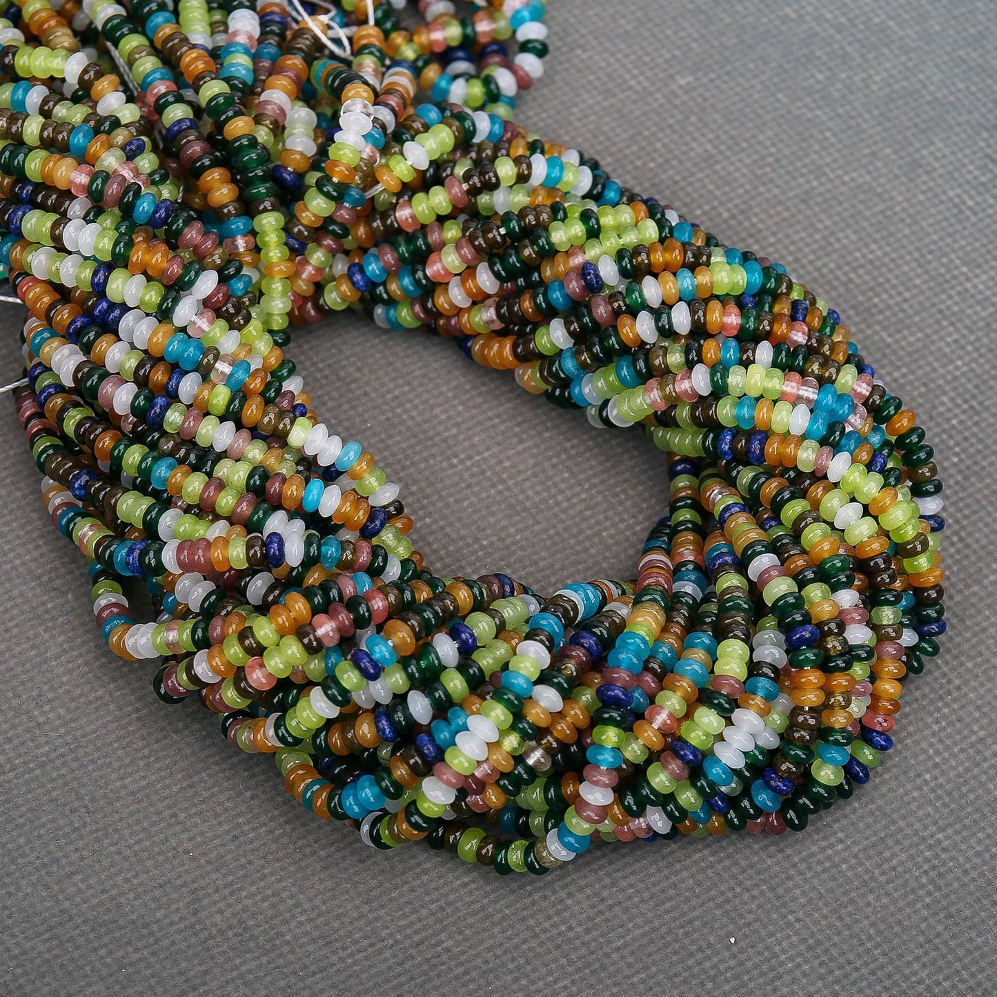 BONNY BOXX 1 Strand (150PCs) Natural 2 * 4mm Colorful Rondelle Beads, Natural Abacus Disk Stone Beads Loose Spacer Gemstone for DIY Bracelet Necklace Jewelry Making