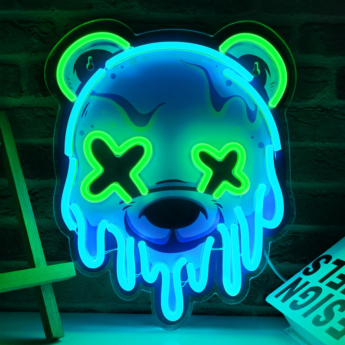 Ice Bear Neon Sign, Cool Led Sign for Wall Decor - Usb Powered, Adjustable Brightness Anime Bear Led Light for Bedroom, Bar, Pub, Party, Man Cave Decor, Unique Gift for Teenage Boys