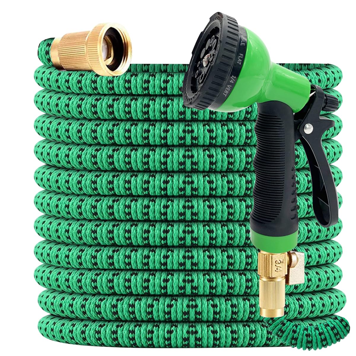 J&B XpandaHose 50ft Expandable Garden Hose – Ultra-Strong 3750D, 4-Layer Latex Core, Brass 3/4" Connectors, 10-Pattern Nozzle & Storage Bag – Lightweight, Kink-Reducing, Leak-Resistant