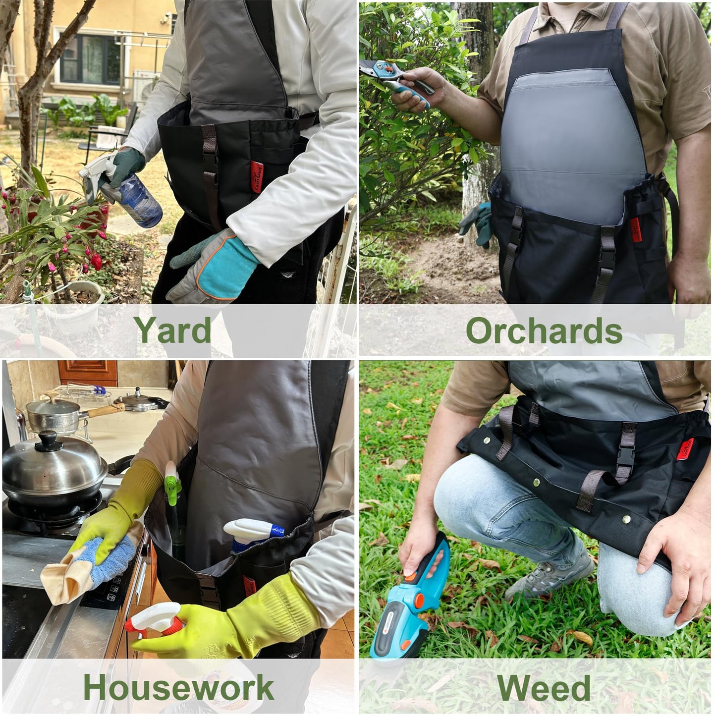 Cover Geny Gardening Apron Waterproof Cross Back Apron, 600D Heavy Duty Apron Harvest with Pockets, Adjustable Straps and Quick Release (BLACK)