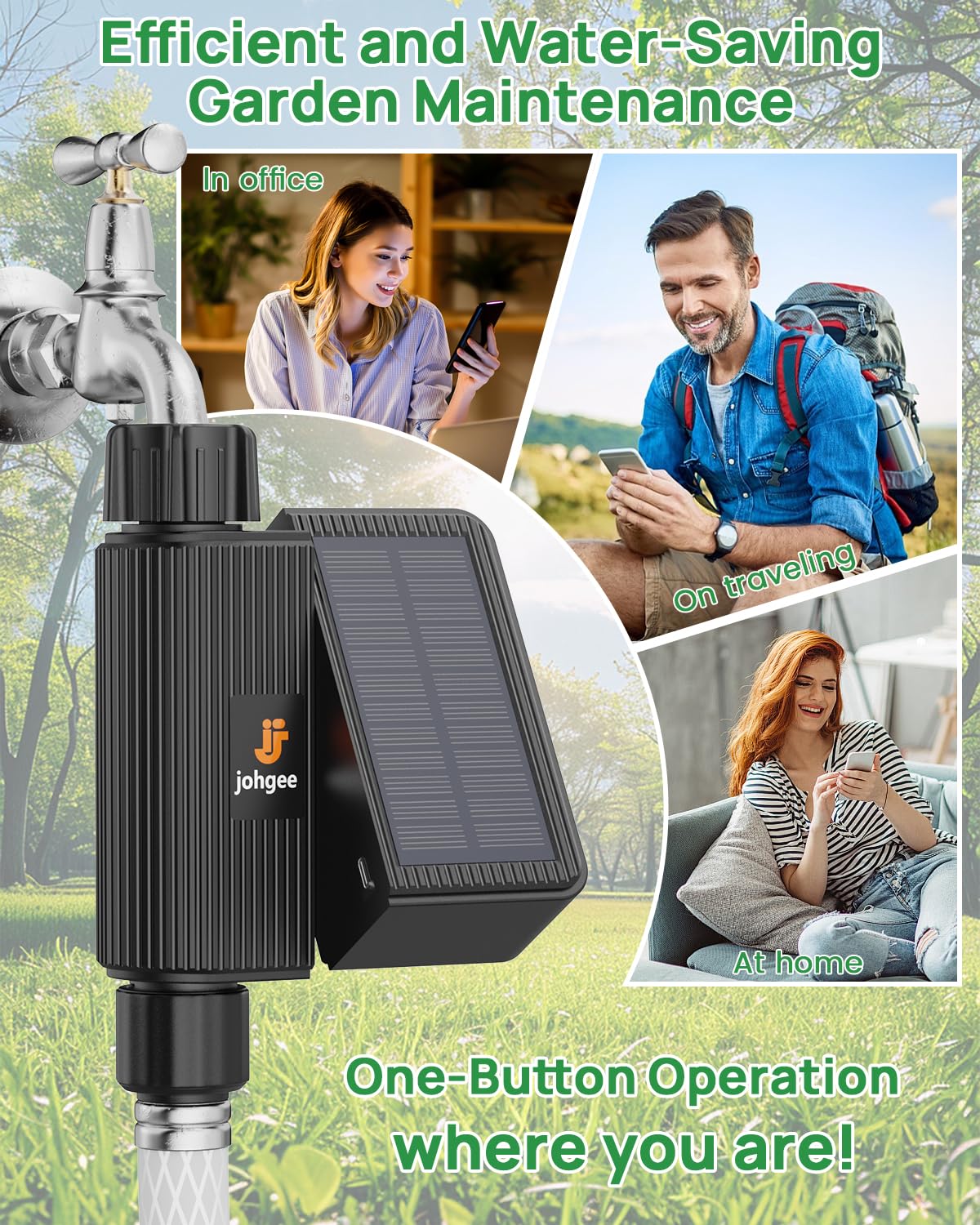 Solar Smart WiFi Sprinkler Timer, WiFi Water Timer for Garden Hose with Rain Delay/Manual/Automatic, Alexa & Smart Life App, Solar Irrigation Sprinkler Controller for Lawns Yard