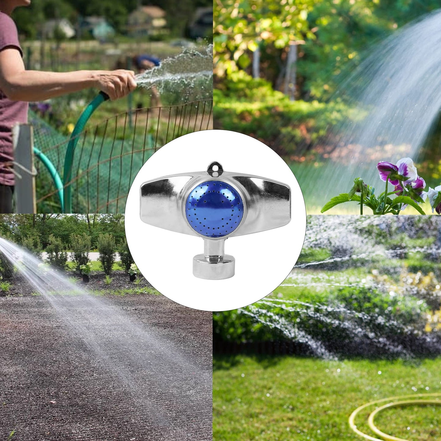 Hourleey 360 Degree Metal Spot Sprinkler, 2 Pack Circle Pattern Sprinkler with Gentle Water Flow for Small Area Yard Lawn Garden Watering, Coverage Up to 30FT (Blue)