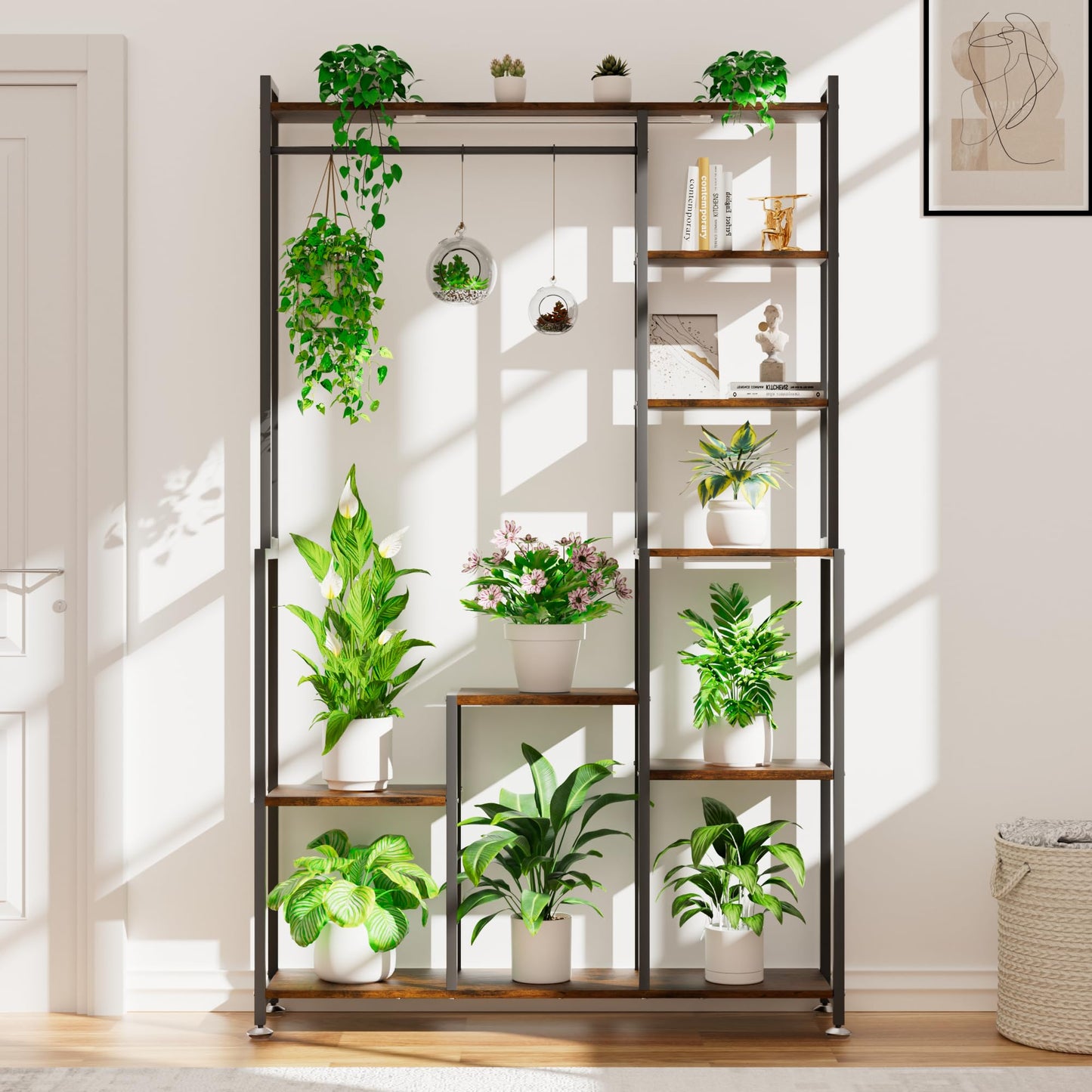 CODACE Plant Stand Indoor with Grow Light - 71 Inches Tall Plant Shelf, 8 Tiered Large Metal Plant Stand, Square Flower Stand Display Rack for Living Room, Balcony, Patio, Garden