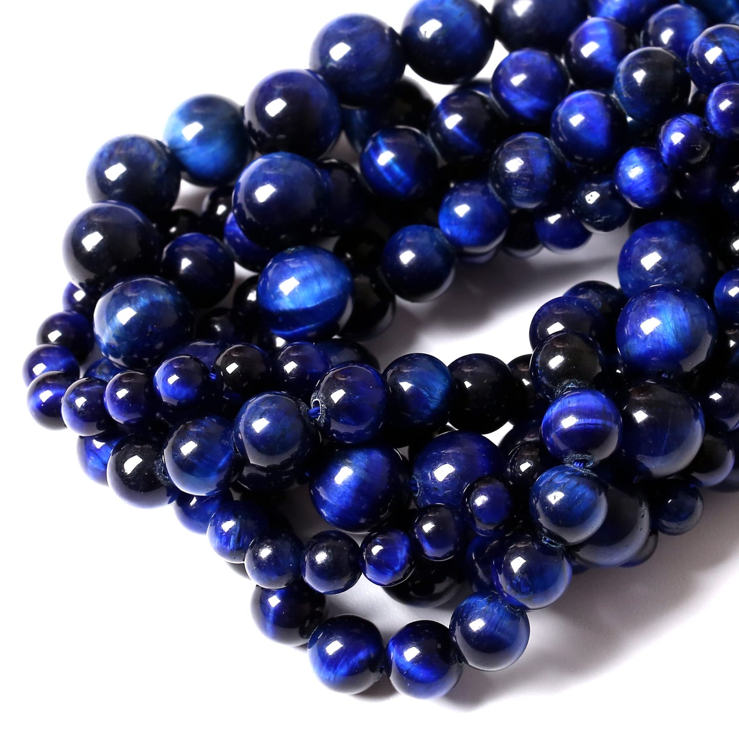 45PCS 8MM AAA Blue Tiger Eye Stone Beads Natural Gemstone Bead Crystal Healing Energy Jewelry Making DIY 15 inches (Blue Tiger Eye, 8MM)
