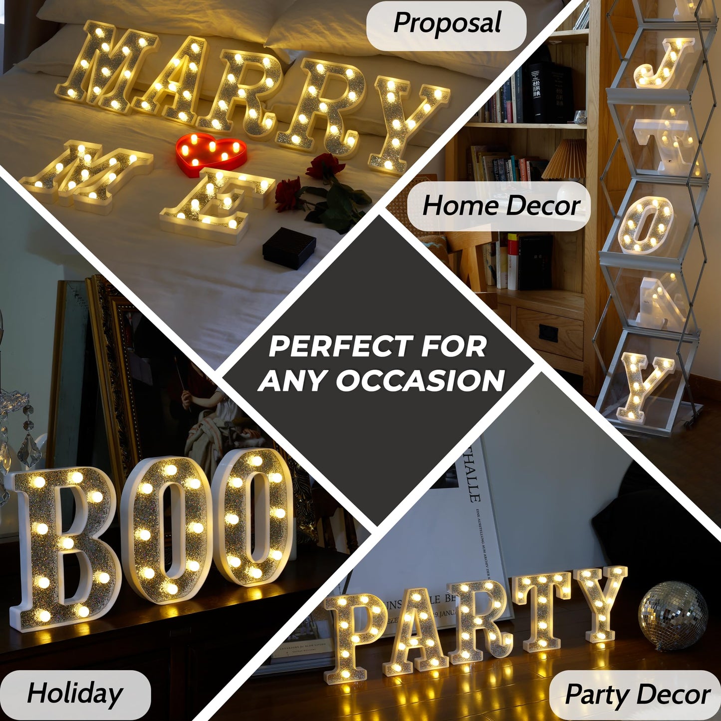 TEHIBIEN Marquee Light Up Letters, Glitter Silver LED Letter Lights Battery Powered Alphabet Letter Sign for Night Light Wedding Birthday Party Cafe Bar Decoration Girls Room Decor - R
