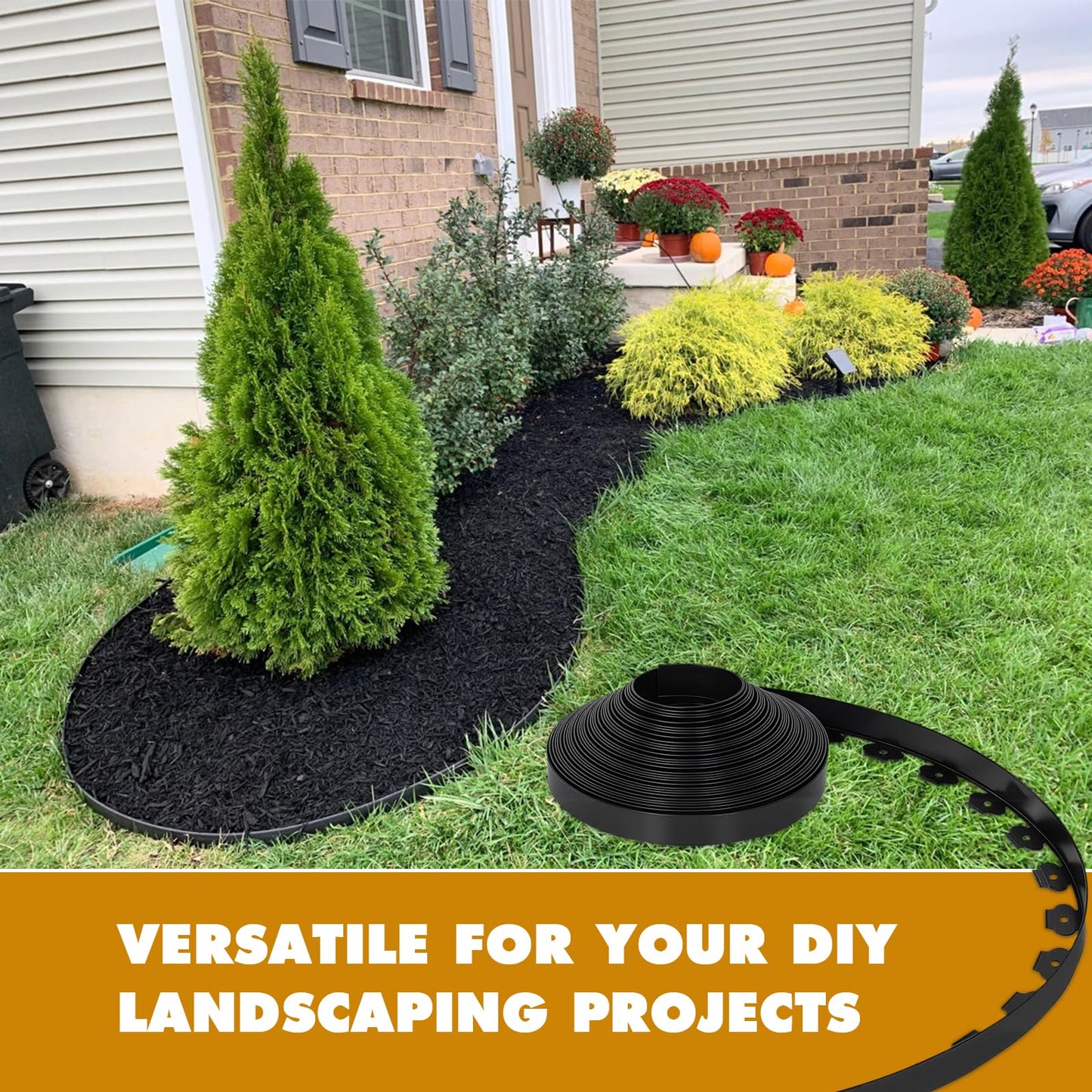 Landscape Edging 2 Inch 100FT, Garden Edging for Landscaping with 150 Pcs Anchoring Spikes & 5 Connectors, Flexible Garden Border Edging for Landscaping, Yard Lawn, Flower Beds
