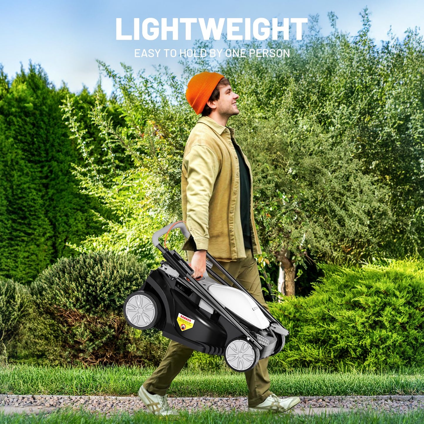 Litheli Electric Lawn Mower Cordless,Grass Cutter Machine for 1300 Sq.Ft. Lawnmower with Motor,13.2 in Cutting Width,8 Gallon Capacity,Cutting Height from 1 to 2.5 in with 4.0A Battery