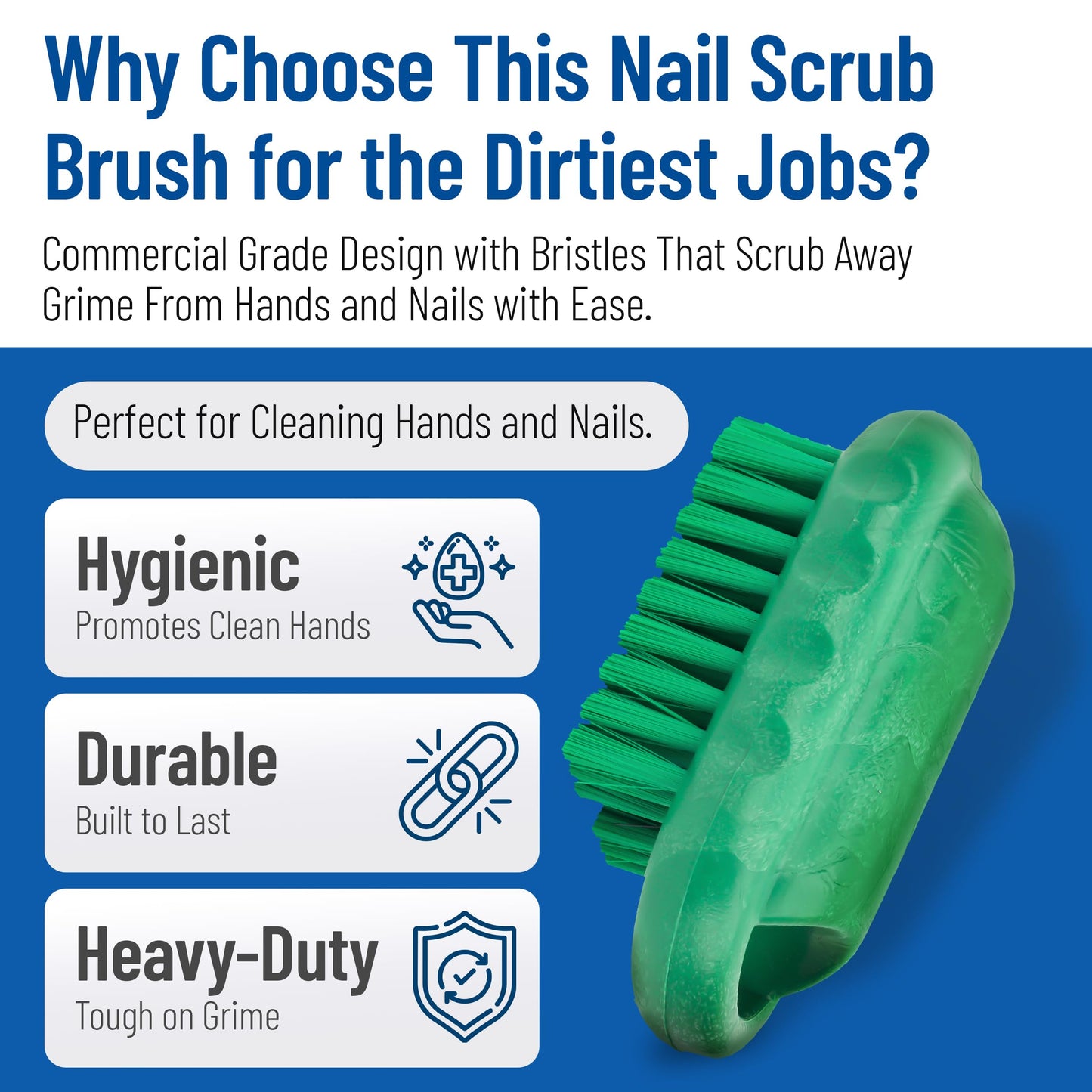 SPARTA 5 Inch Hand and Nail Brush with Stiff Center Bristles, Soft Outer Bristles, Larger Polypropylene Body, Color Coded Scrub Brush for Commercial Foodservice Use, Green