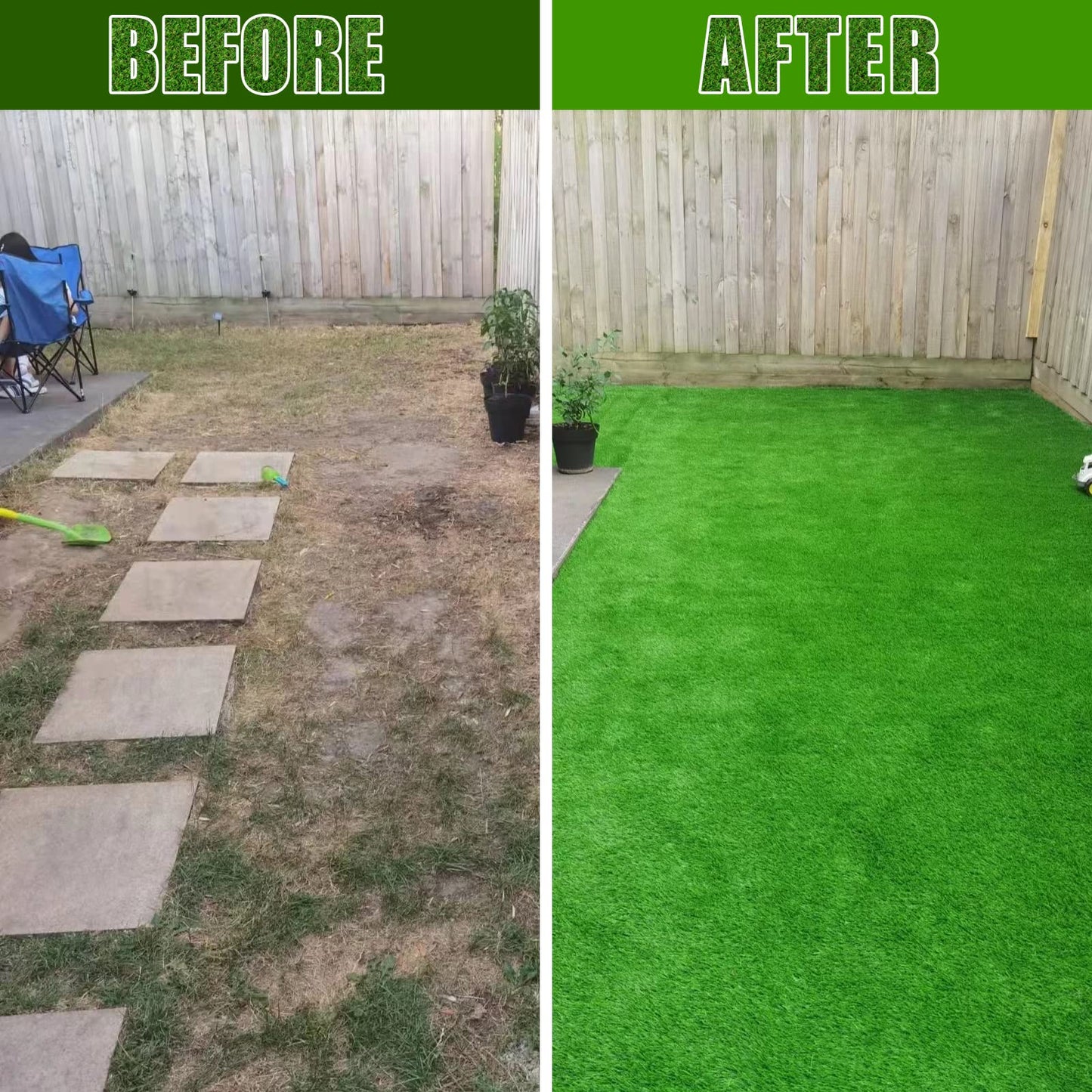 FREADEM Artificial Grass Turf for Pet Dogs 8' x 8', Fake Grass Lawn with Drain Holes, Indoor Outdoor Synthetic Grass Mat for Garden Gym Patio Balcony Playground Backyard, Height 0.8 Inch